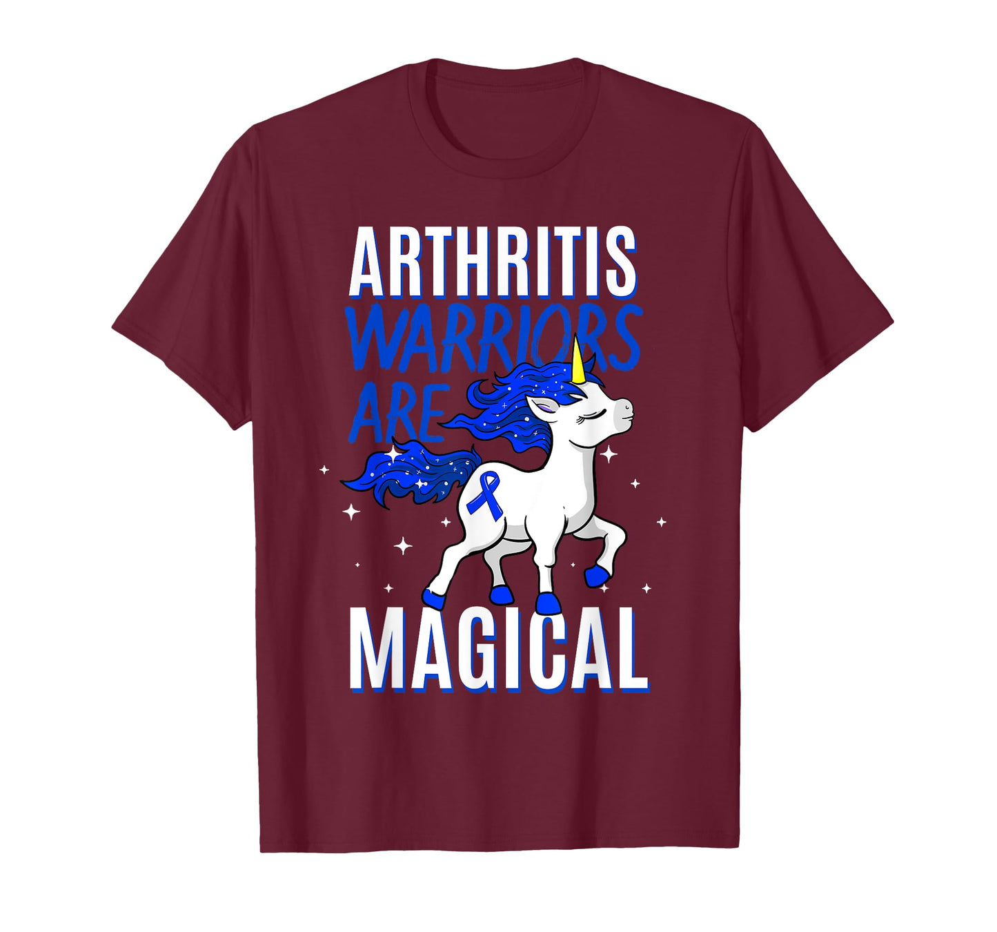 Arthritis Warrior Magical Unicorn Blue Ribbon Inflammation T-Shirt
