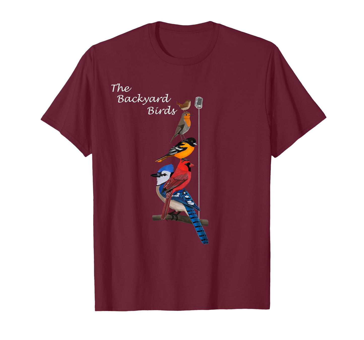 The Backyard Birds Blue Jay Cardinal Wren Bird Birdwatcher T-Shirt