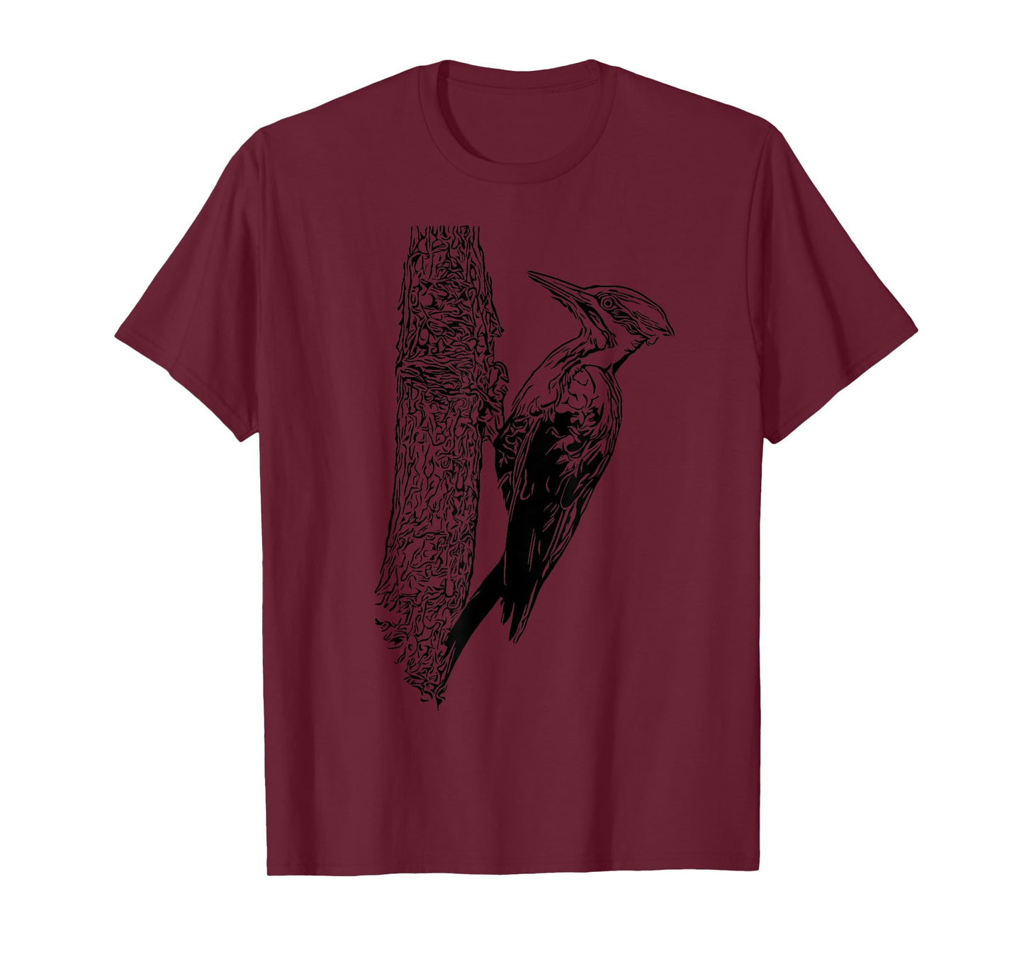 Minimalist Bird Tees Pileated Woodpecker Graphic T-Shirt - Unisex Adult - Blue, Black - Small - Crew Neck - Short Sleeve