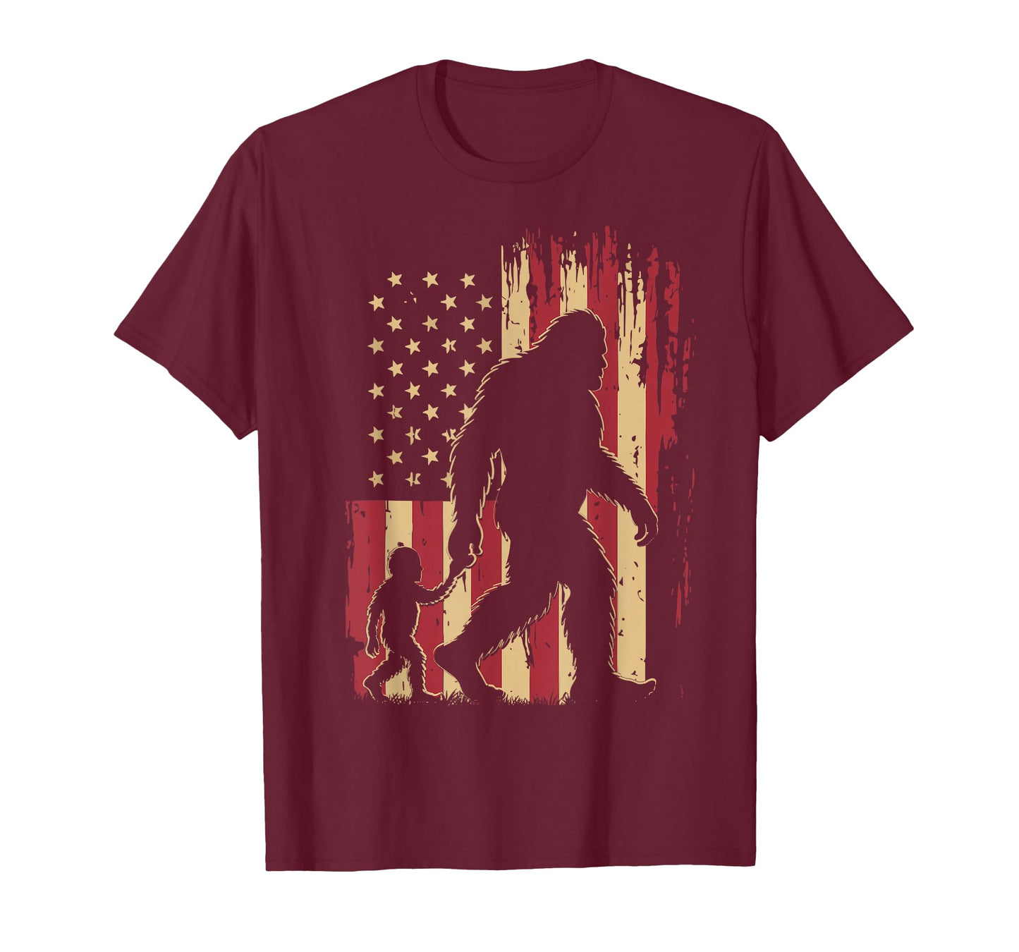 American Flag Bigfoot Dad Fathers Day Sasquatch Fathers Day T-Shirt