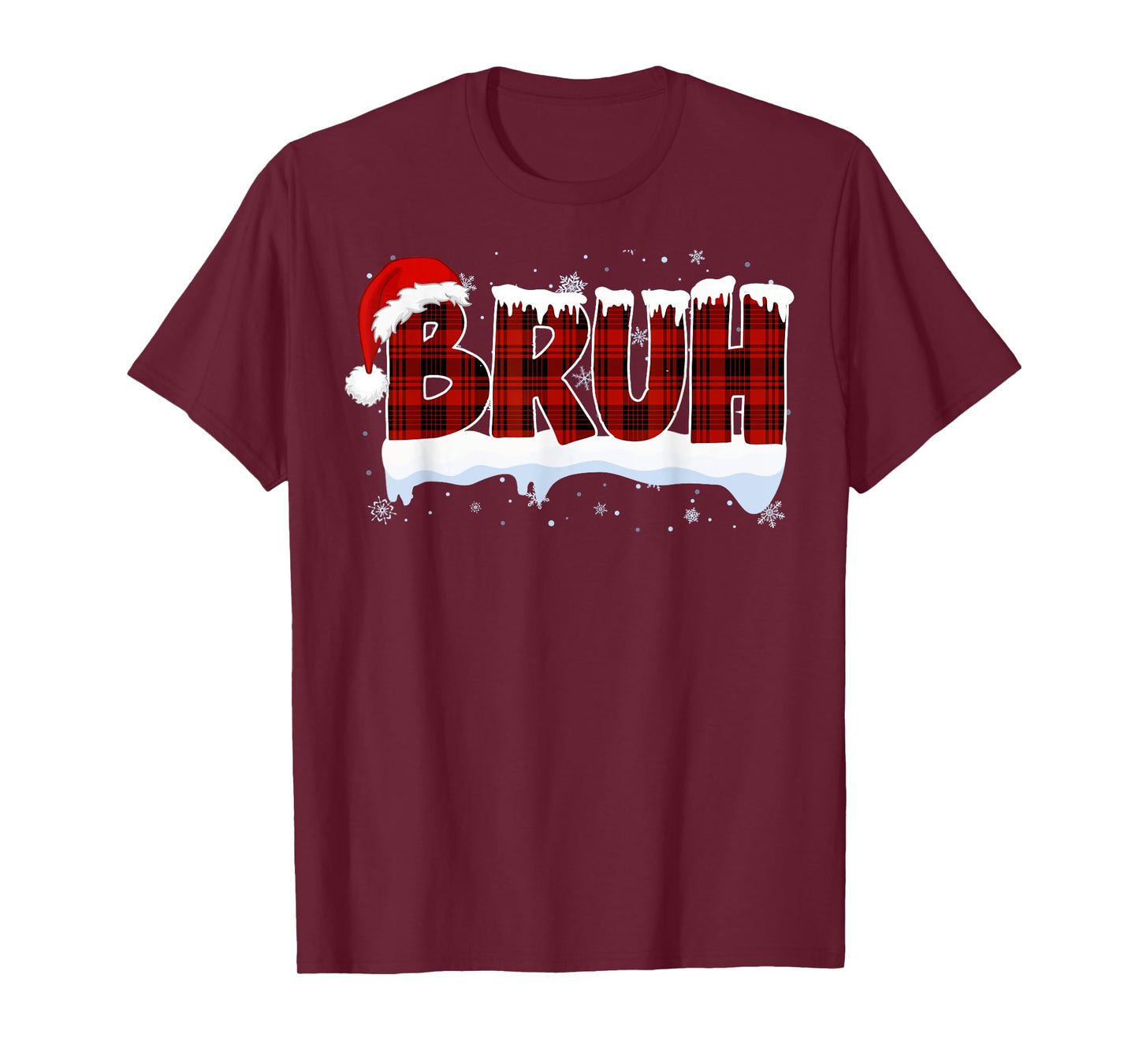 Bruh Funny Christmas Red Plaid Xmas Teens Boys Kids Pajamas T-Shirt