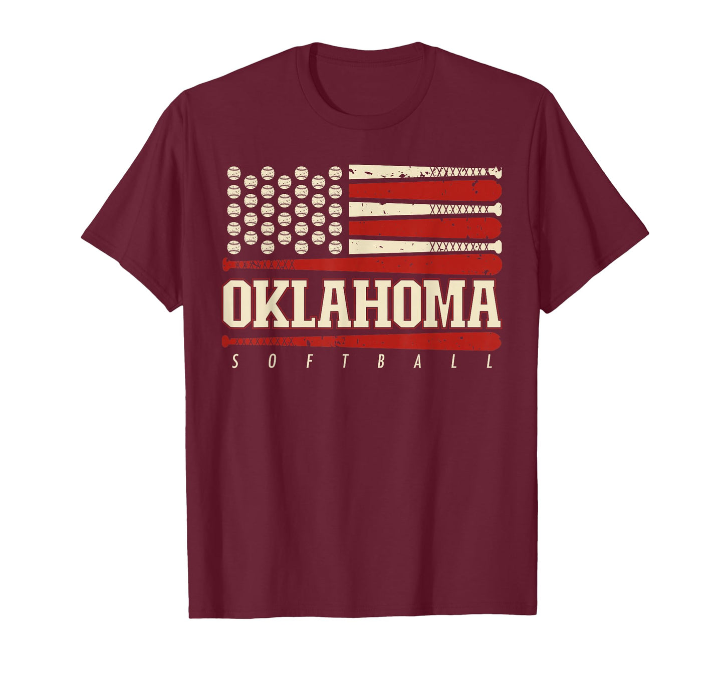 Oklahoma Softball USA Flag Softball Fan Mens Kids Team T-Shirt