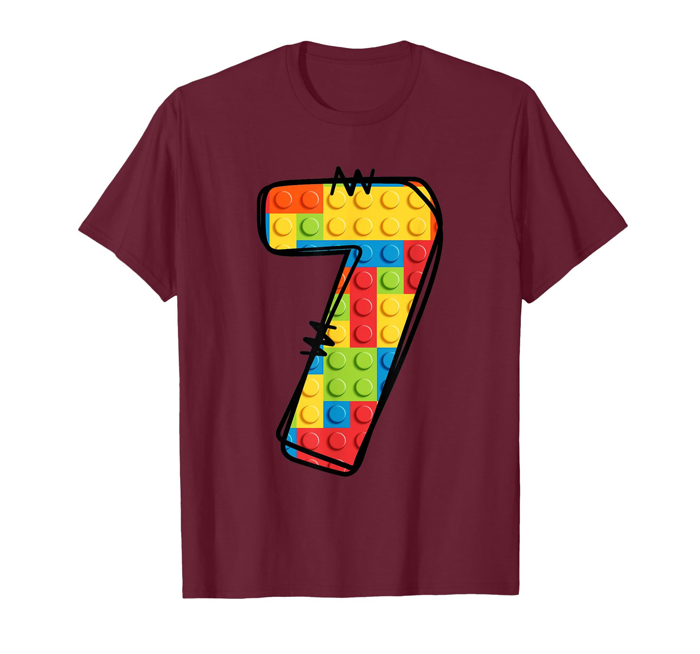 7 Year Old Blocks Building Master Builder 7th Birthday T-Shirt