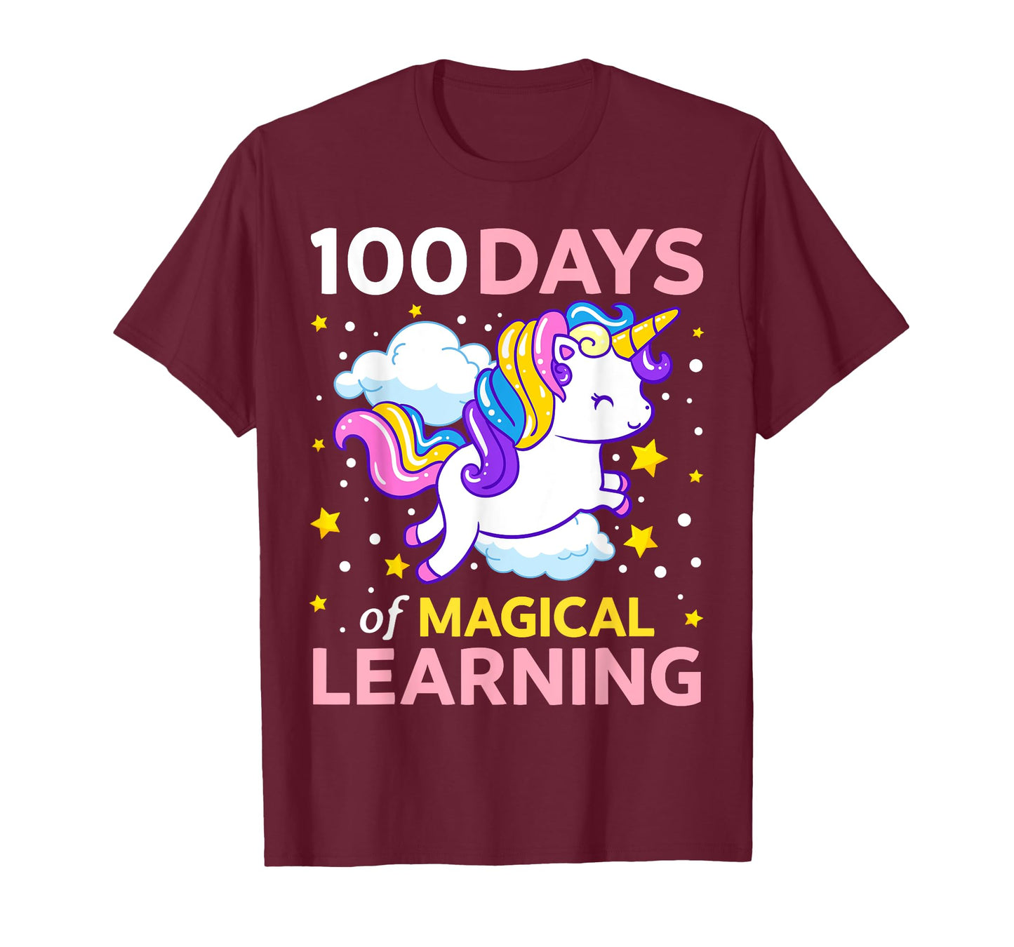 100th Day of School Unicorn Girls 100 Days of Kindergarten T-Shirt