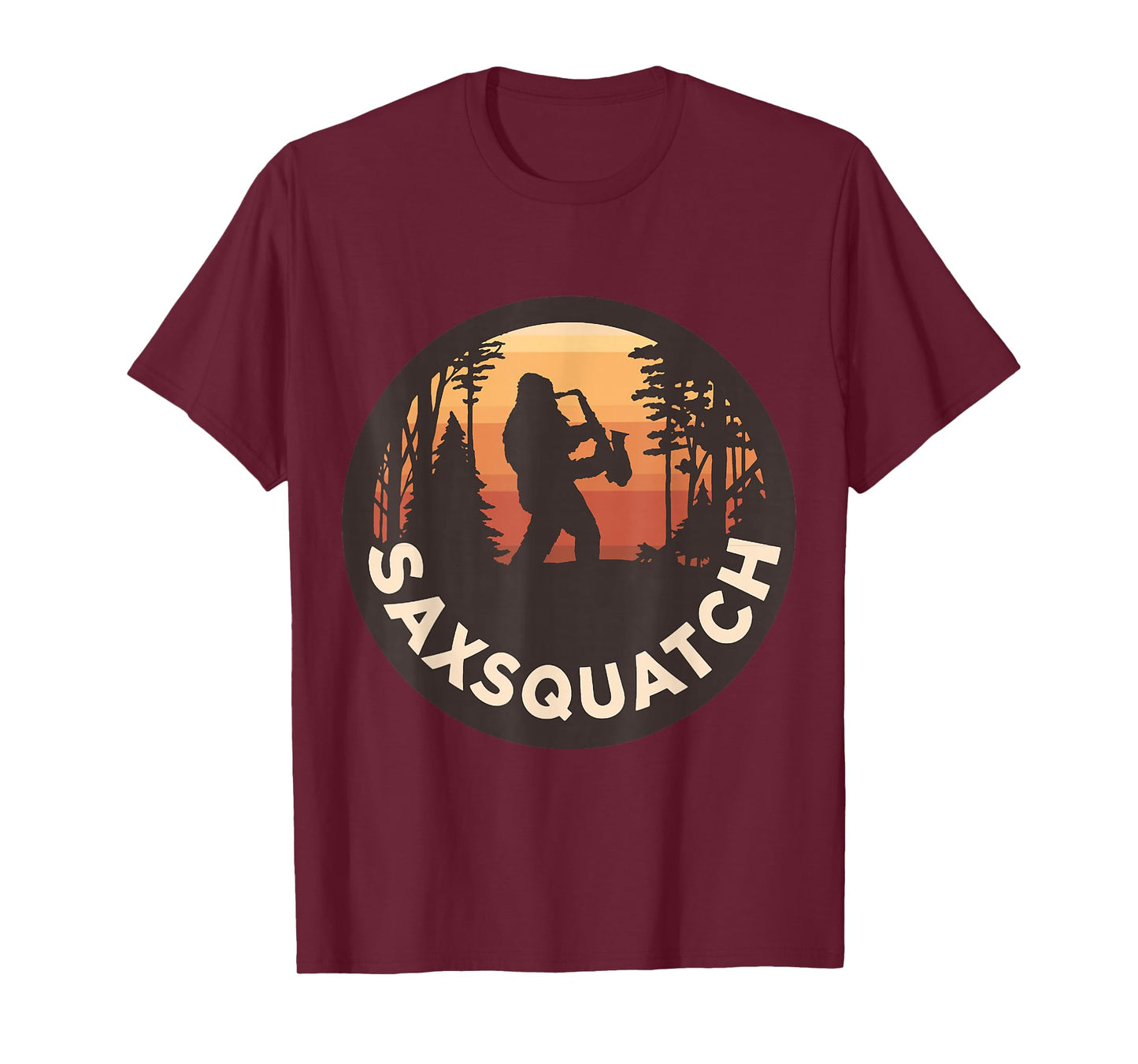 Retro Vintage Sax-Squatch Yeti Bigfoot Playing Saxophone T-Shirt