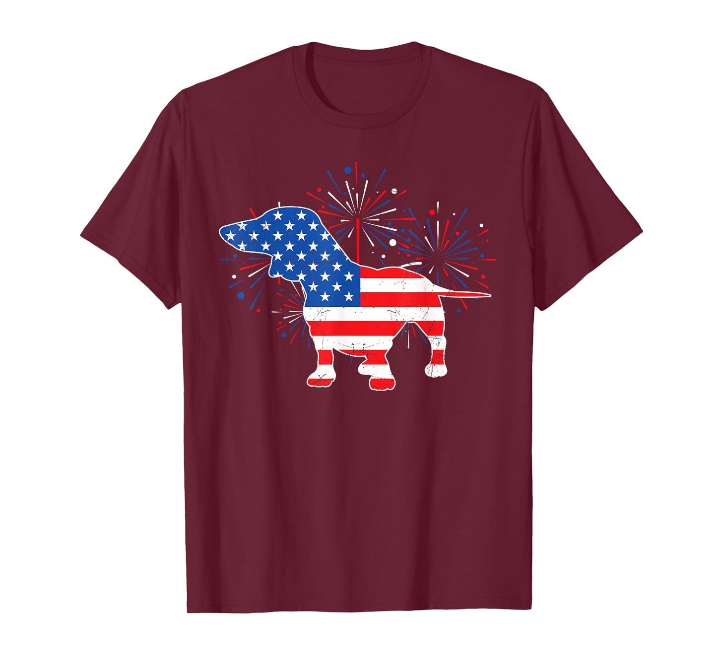 Patriotic American Flag Doxie Lover 4th of July Dachshund T-Shirt