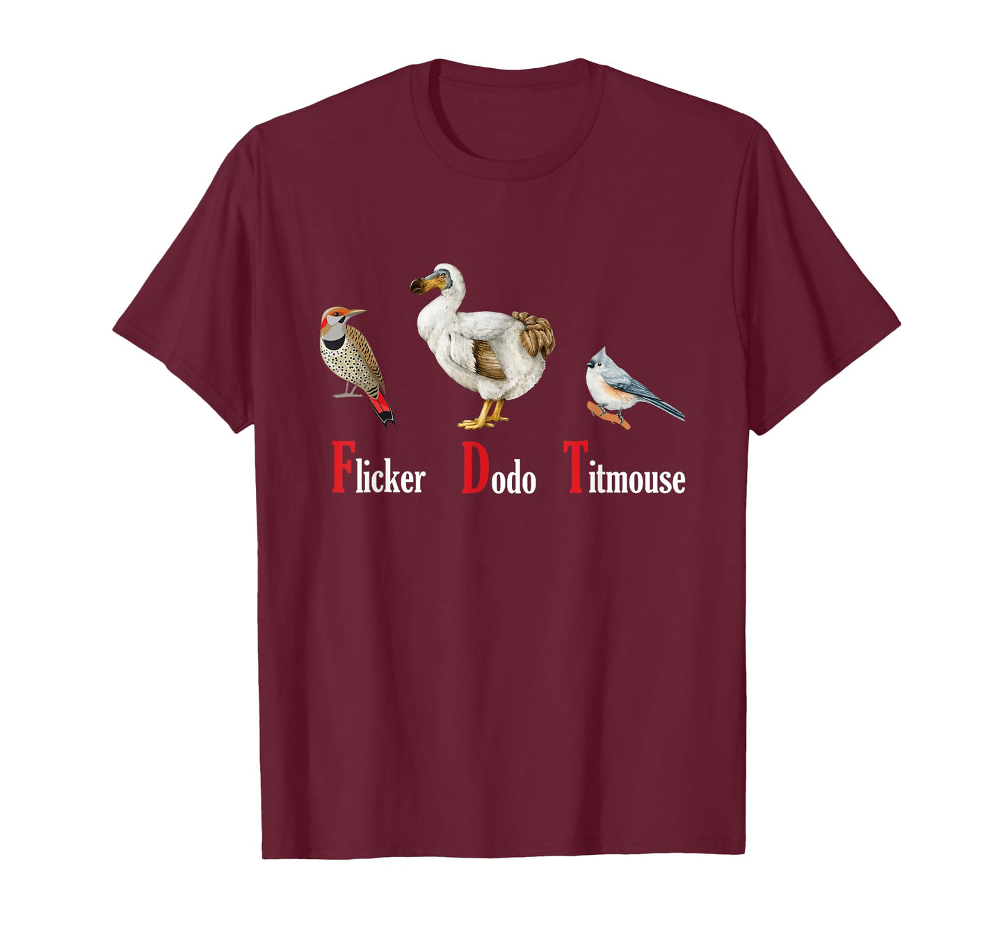 Funny Flicker Dodo Titmouse Vintage Bird Clever Birdwatcher T-Shirt