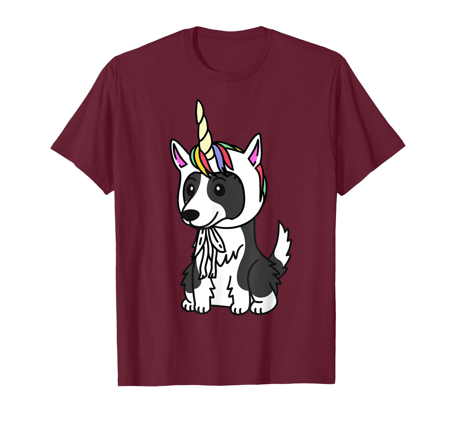Unicorn Hat Border Collie Funny Dog Men Women Kids T-Shirt