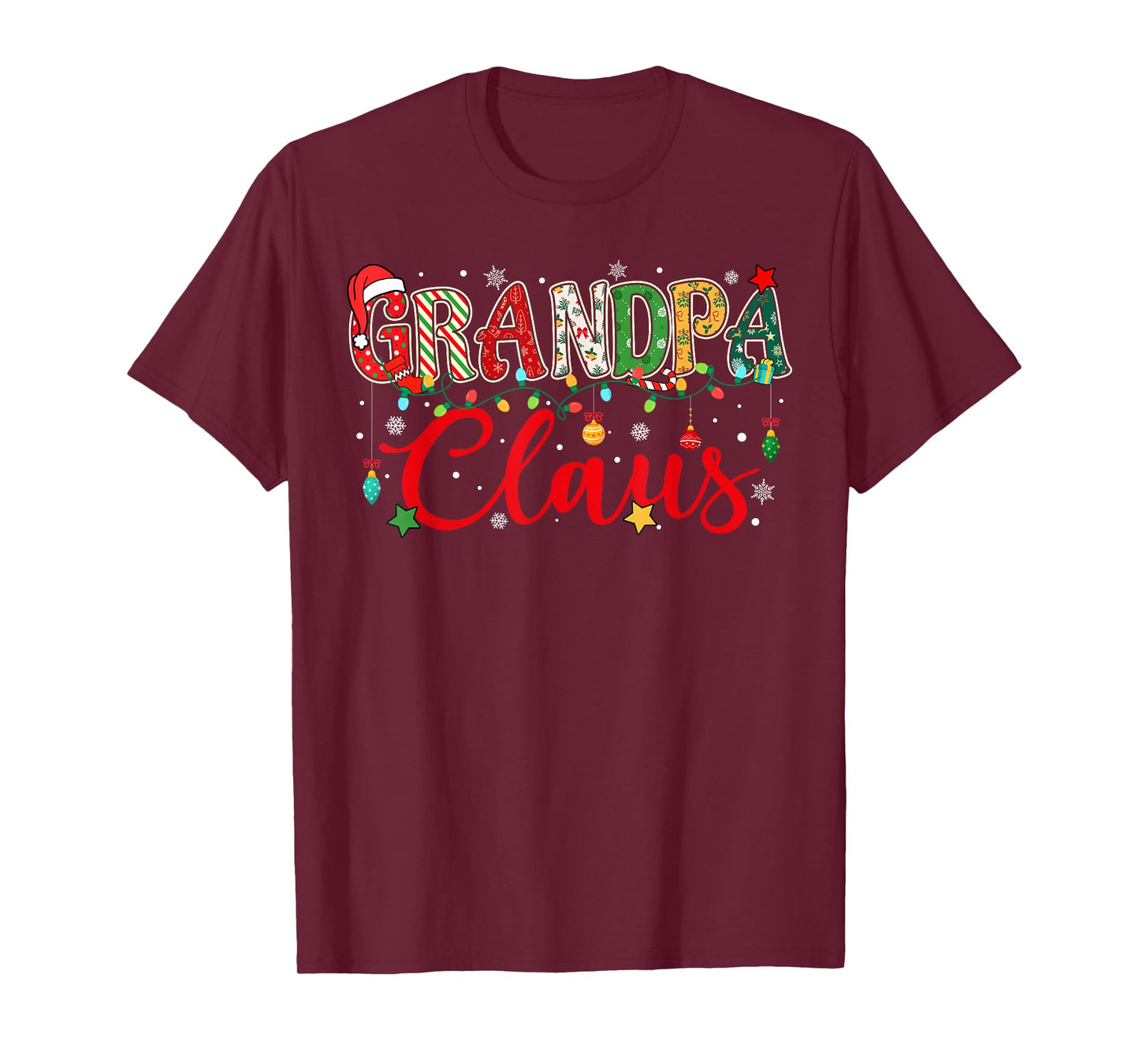Grandpa Claus Christmas Lights Pajama Family Matching Men T-Shirt