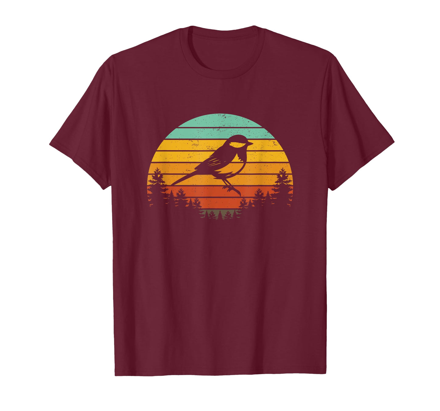 Chickadee Bird Silhouette Retro Vintage Art Design T-Shirt