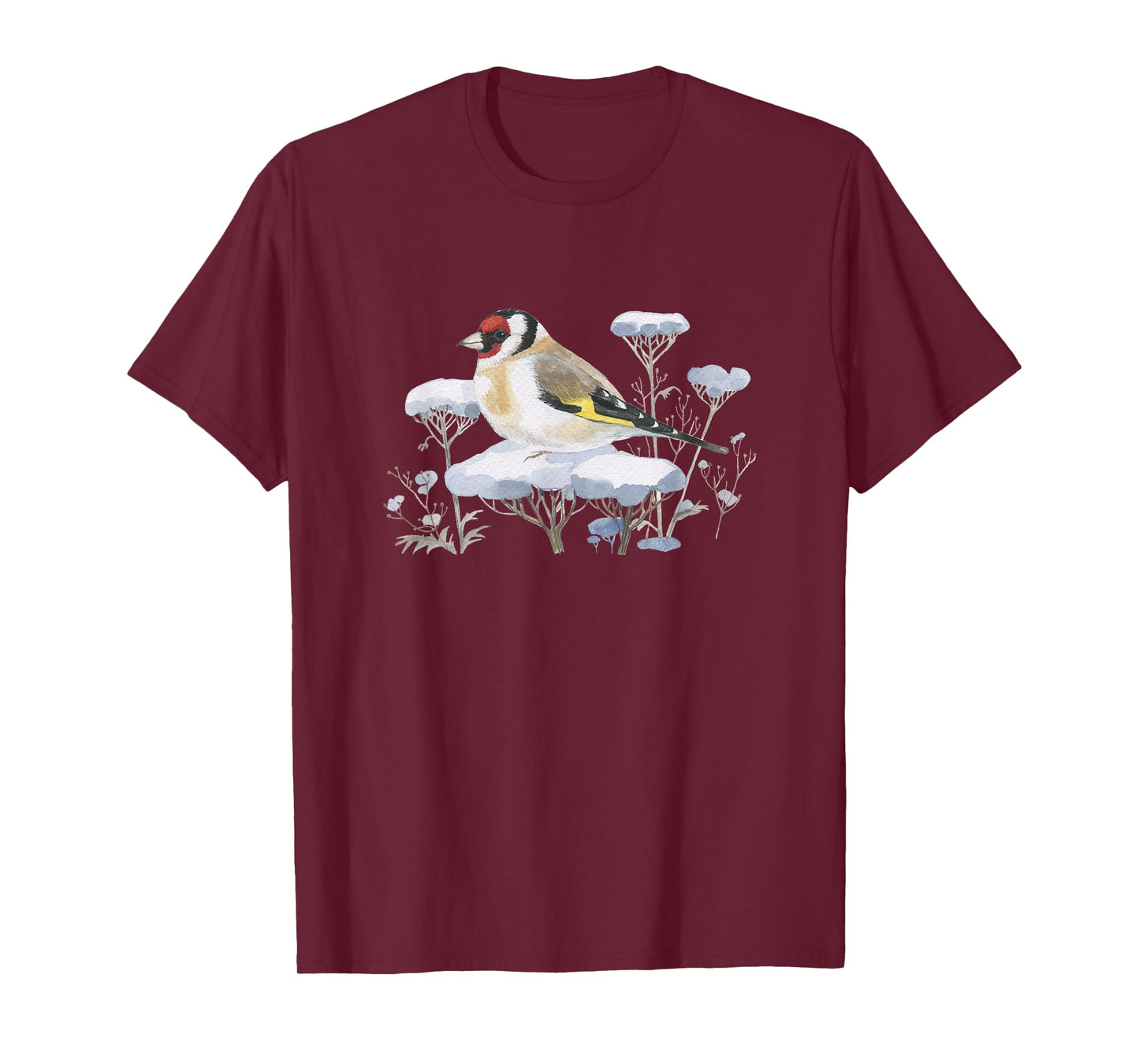Garden Birds Thistlefink in the Snow Forest Drawing Bird T-Shirt
