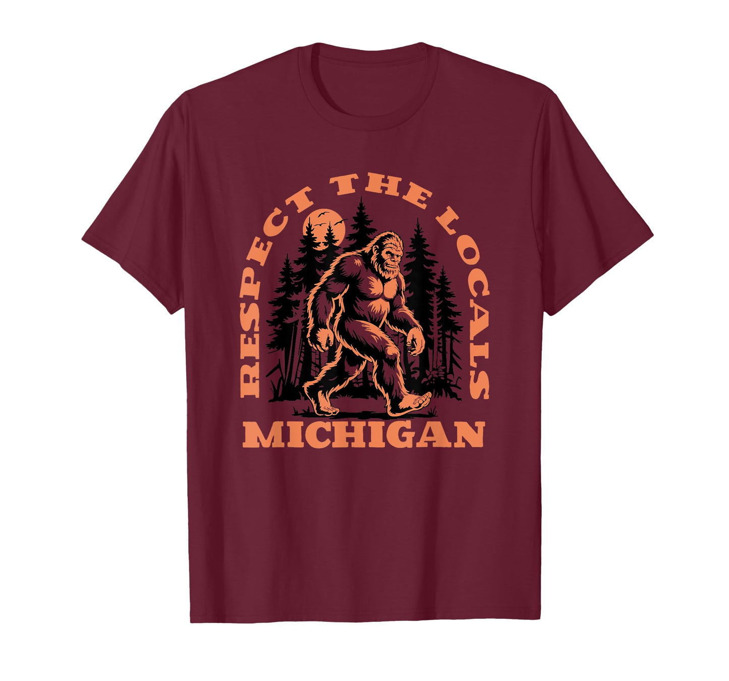 Michigan Bigfoot Respect the Locals Retro Sasquatch T-Shirt