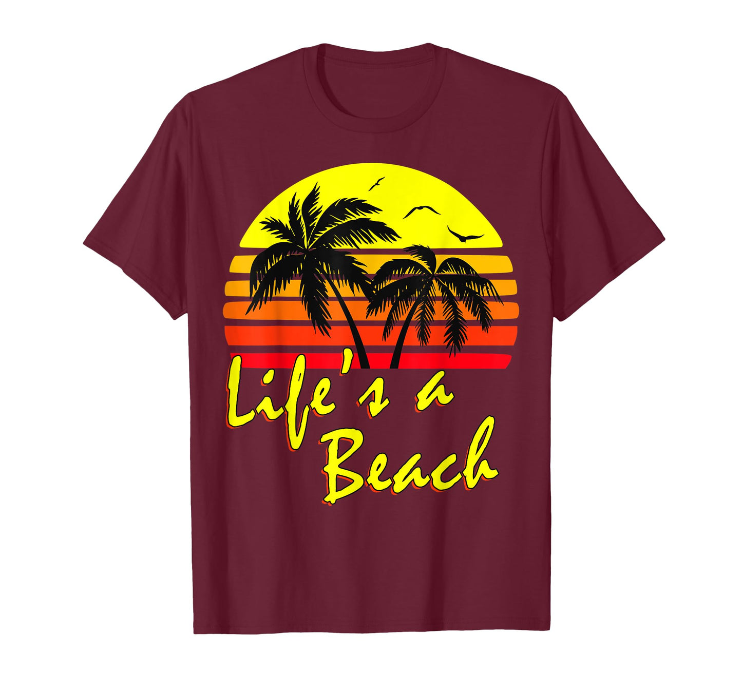 Life's A Beach 80s summer Beach Palm Tree Sunset Men Women Kids T-Shirt