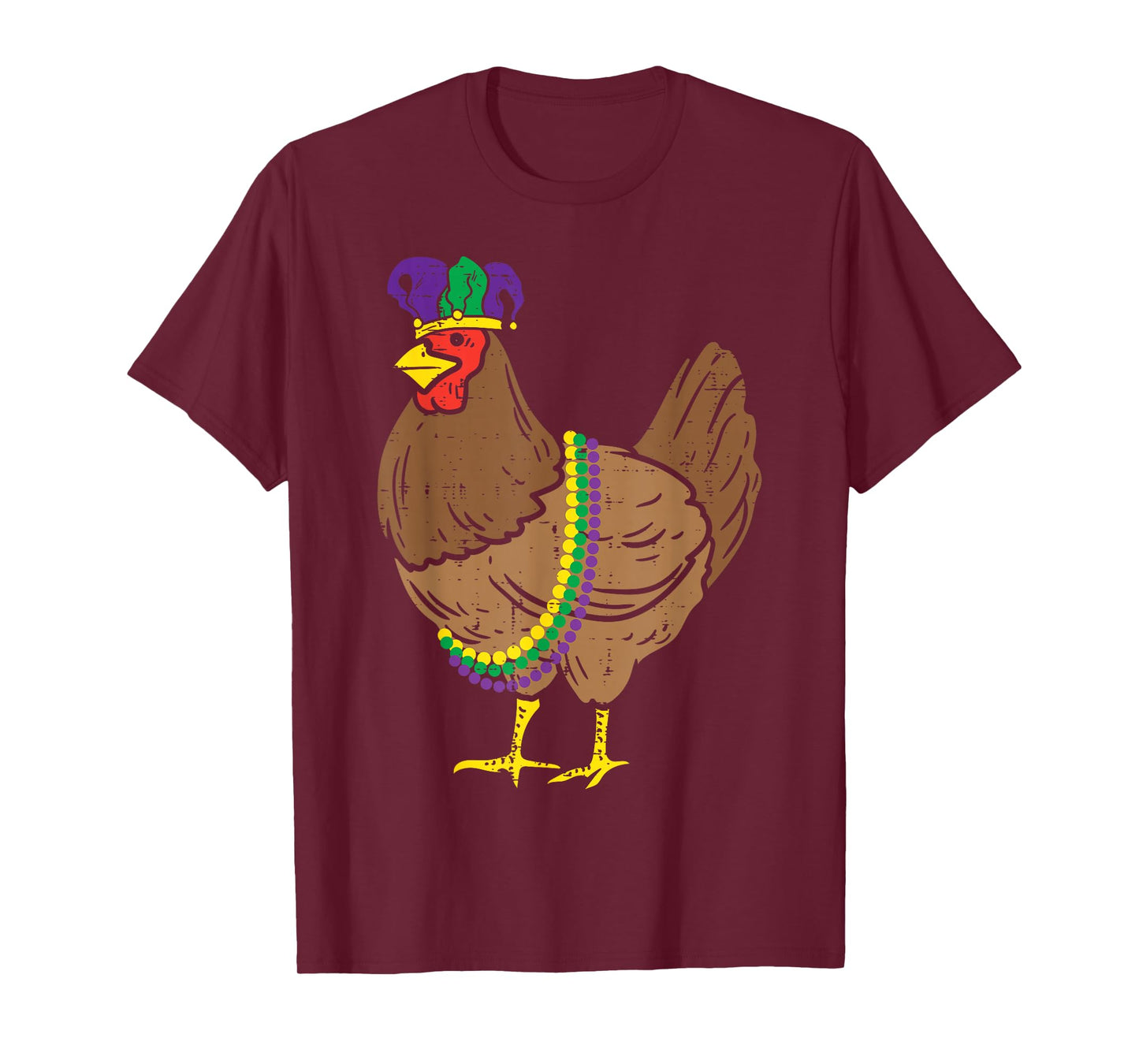 Jester Chicken Beads Mardi Gras Funny Farming Men Women Kids T-Shirt
