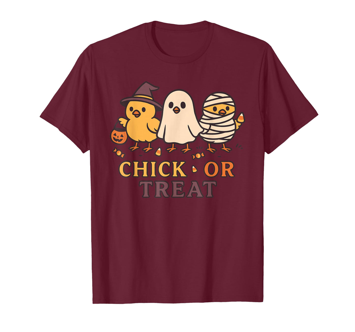 Chick or Treat Spooky Ghost Witch Mummy Chicken Costume T-Shirt