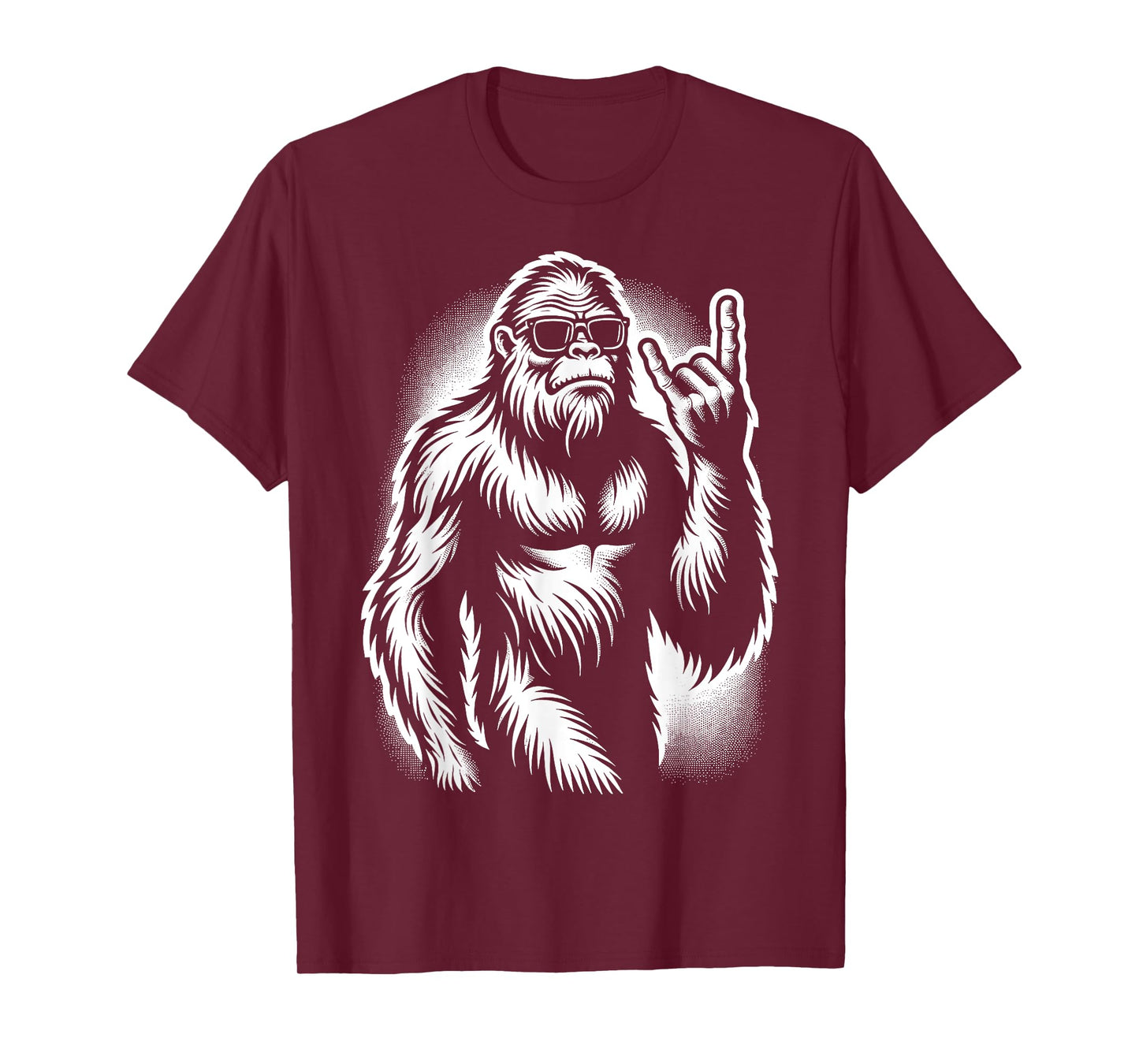 Bigfoot Sasquatch Rock and Roll Heavy Metal Horns T-Shirt
