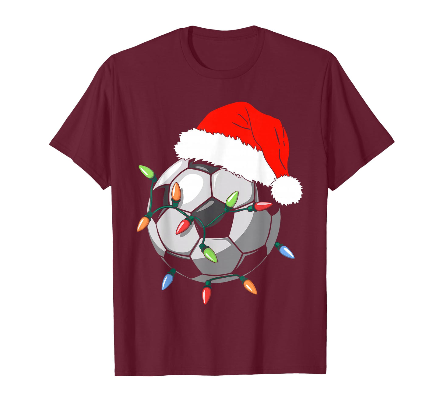 Santa Soccer Ball Shirt Men Youth Boys Christmas Pajamas T-Shirt