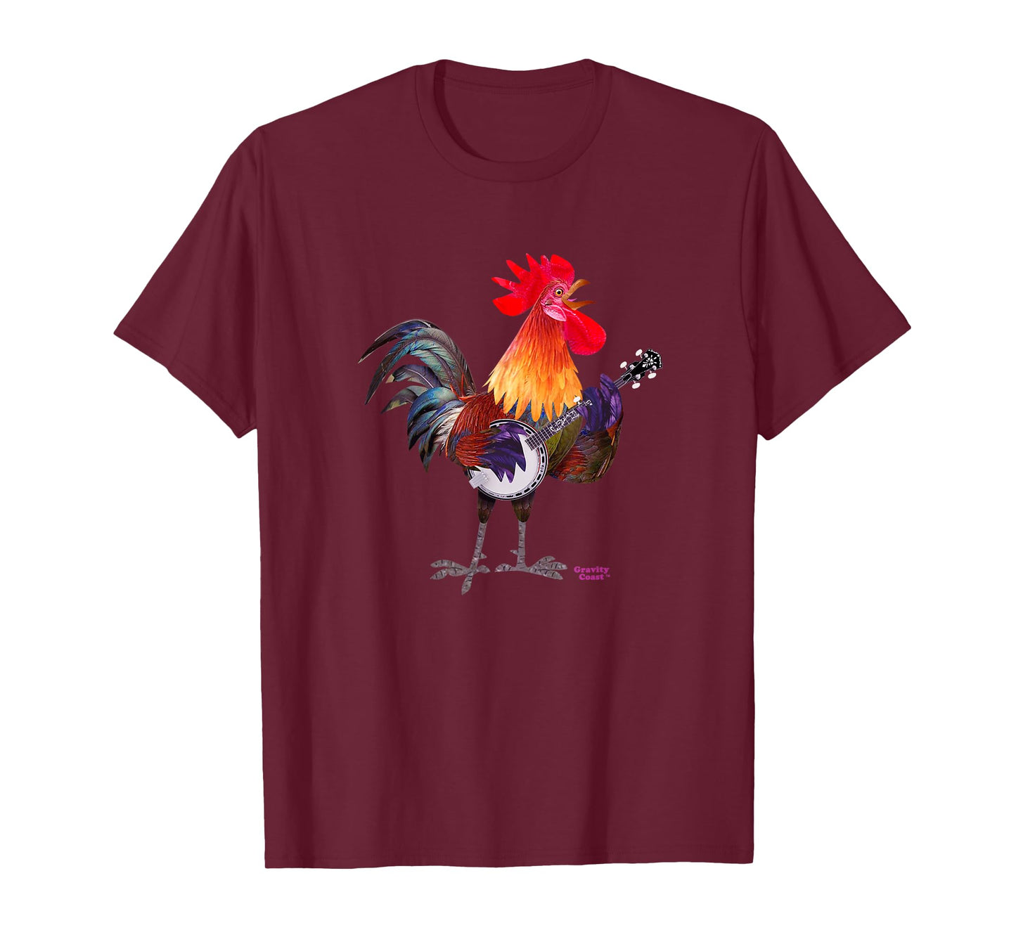 Rooster Playing Banjo on Fleck For Bluegrass Fans Musicians T-Shirt