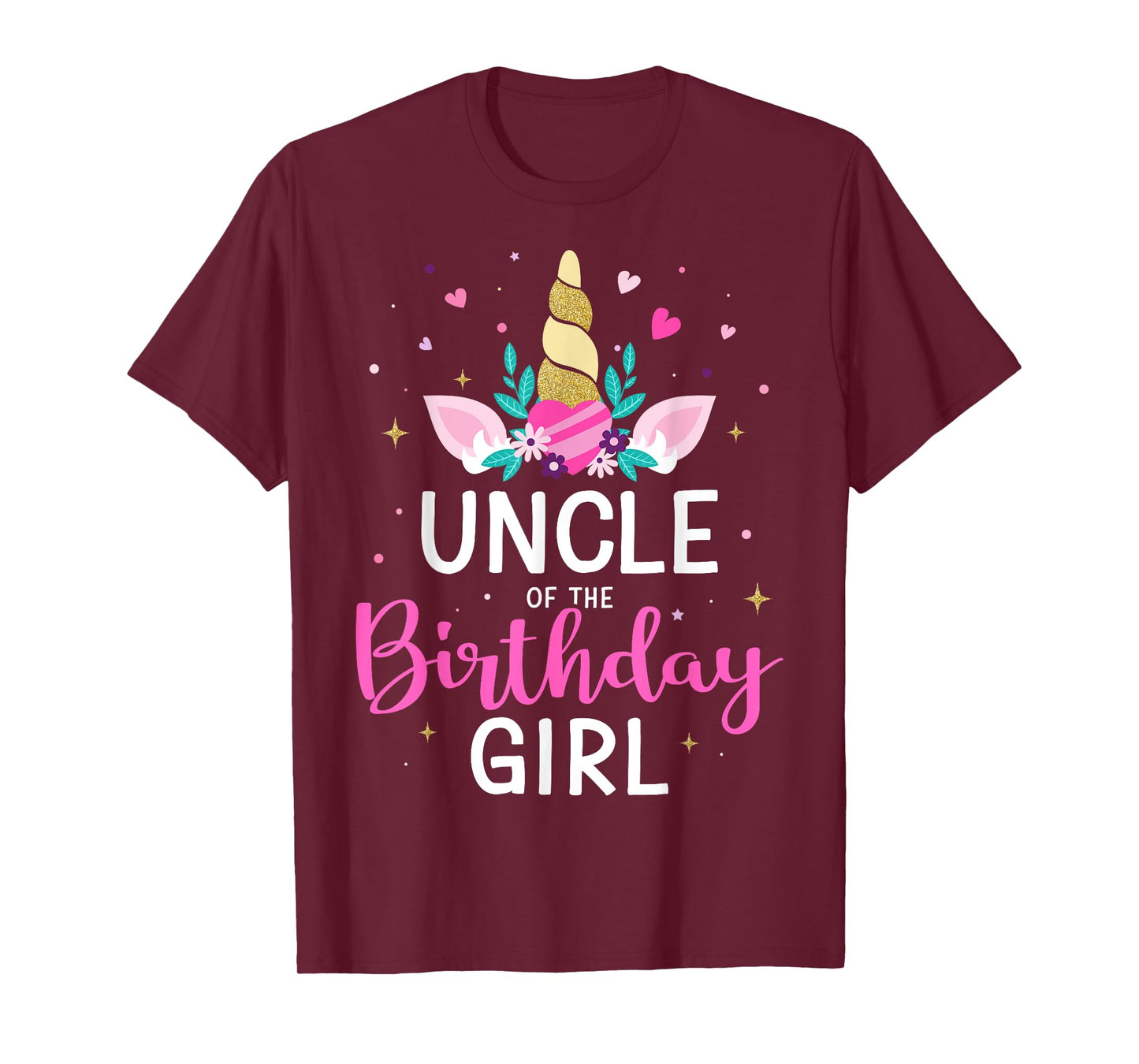 Uncle of the birthday girl matching family unicorn party T-Shirt