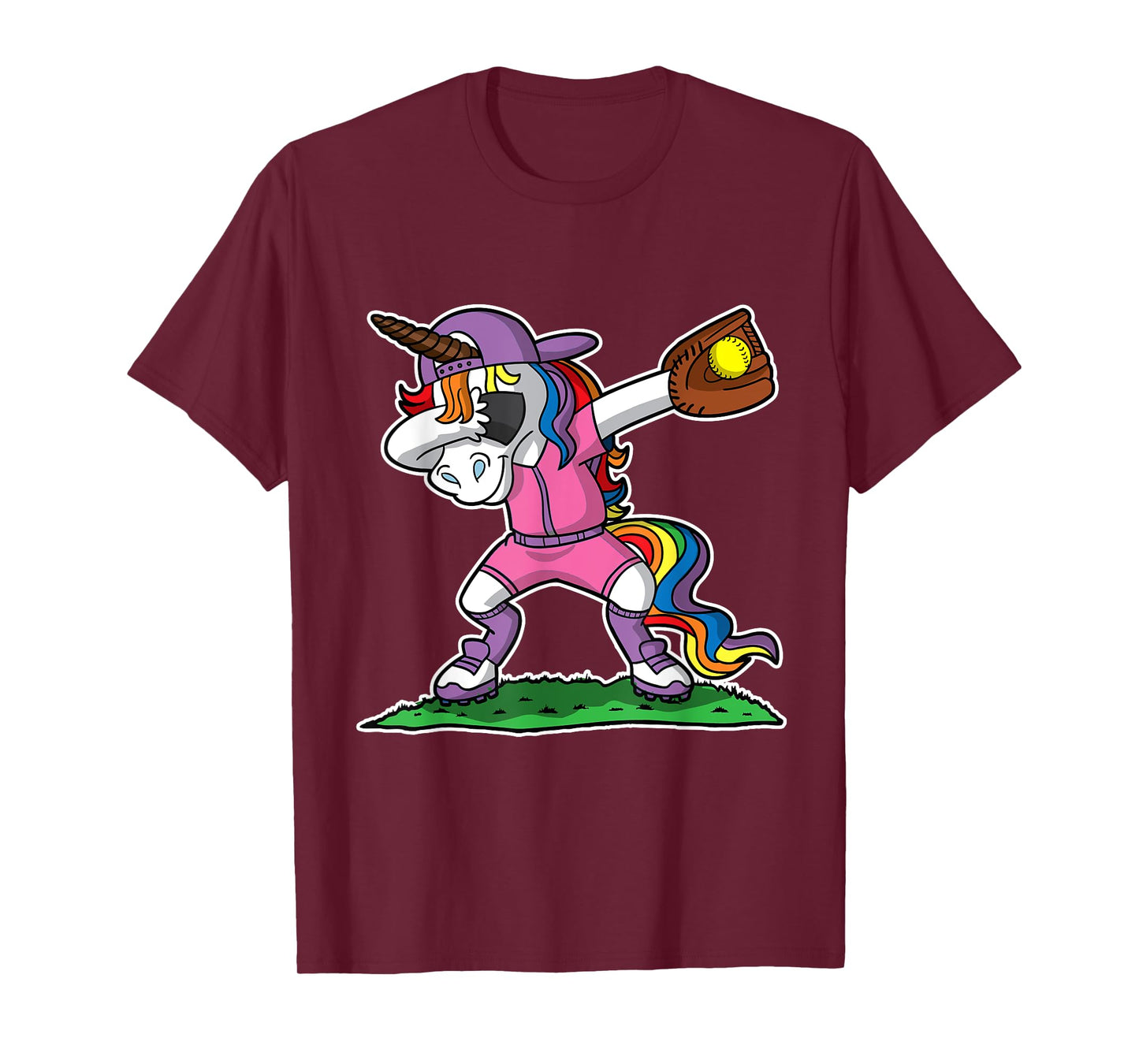 Dabbing Unicorn Softball Girls Women Kids Youth Toddler Teen T-Shirt