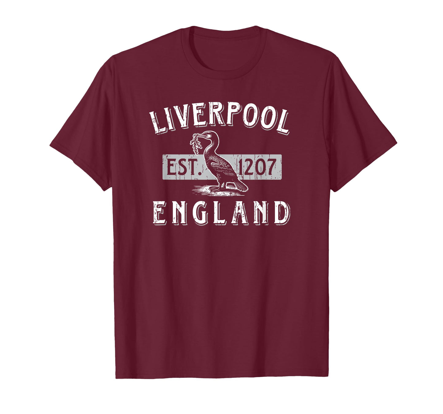Liverpool England Liver Bird Est. 1207 Distreessed Print T-Shirt
