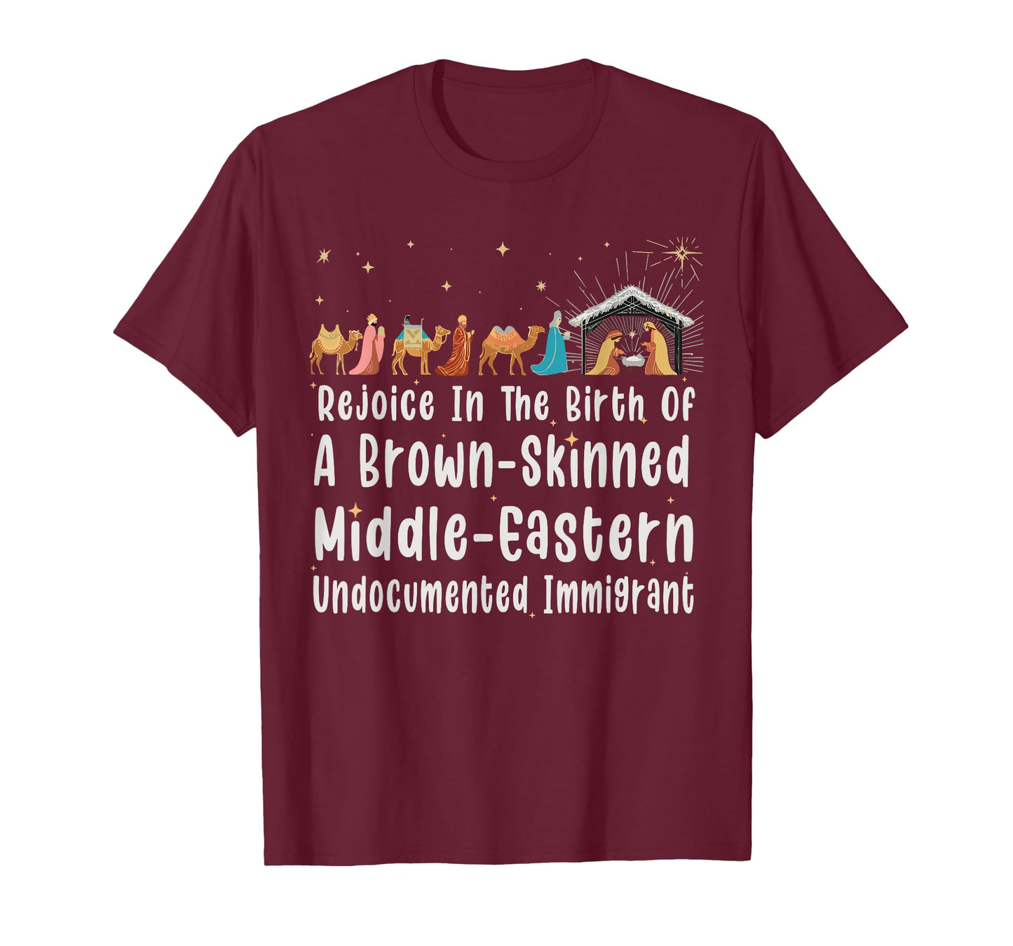 Rejoice In The Birth Of A Brown Skinned Christmas Jesus Xmas T-Shirt