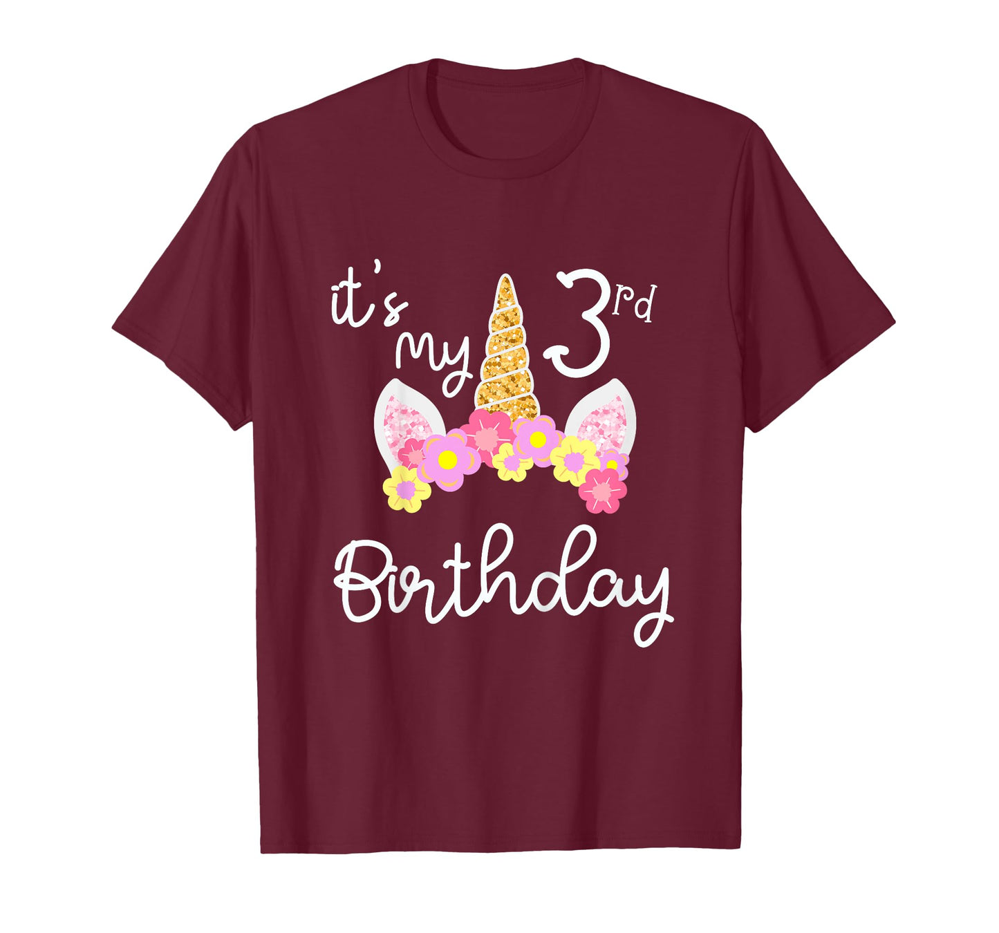 It's My 3 rd Birthday Three Year's Old Unicorn T-Shirt