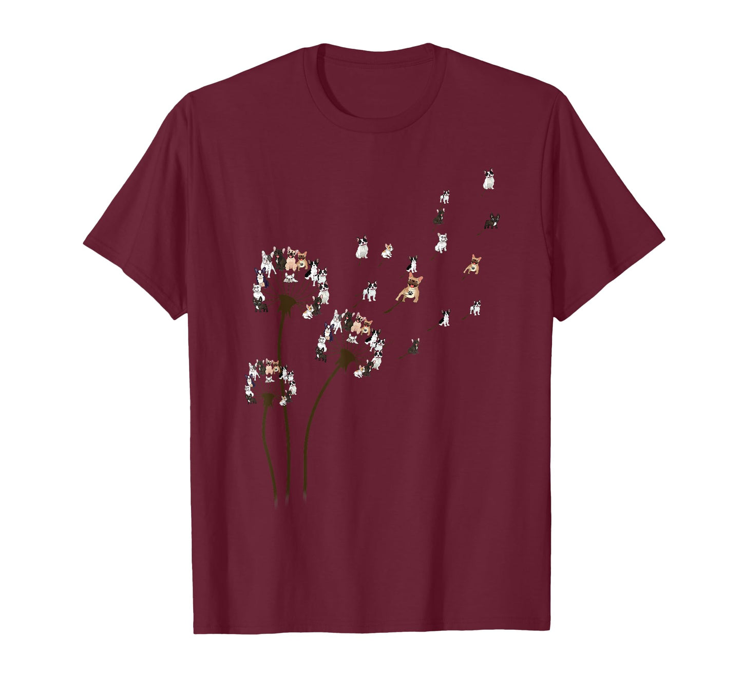 French Bulldog Flower Fly Dandelion Shirt Funny Dog Lovers T-Shirt
