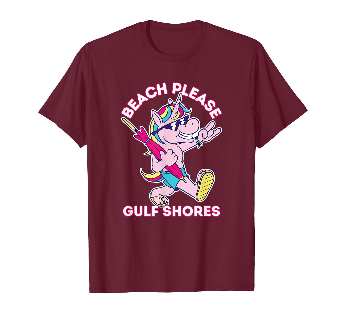 Beach Please Gulf Shores Alabama Funny Unicorn Vacation T-Shirt