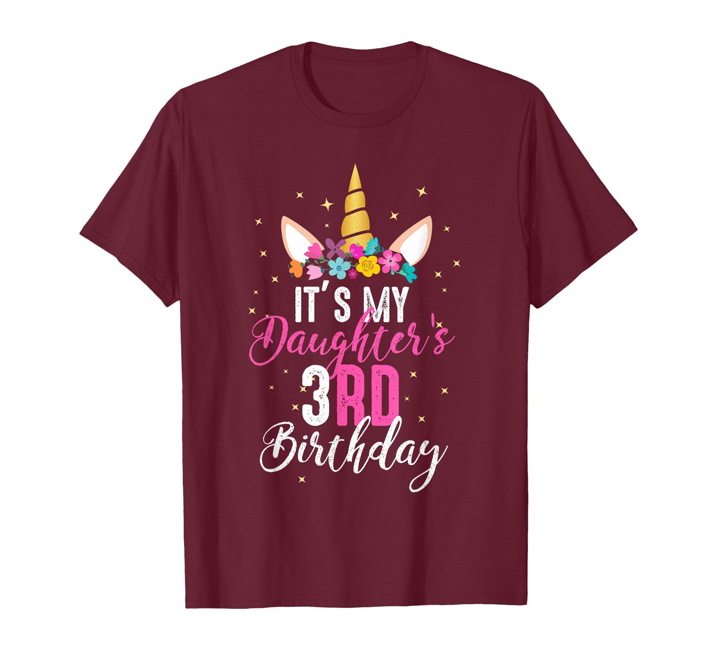 Its My Daughters 3rd Birthay Girl Gift Unicorn Birthday T-Shirt