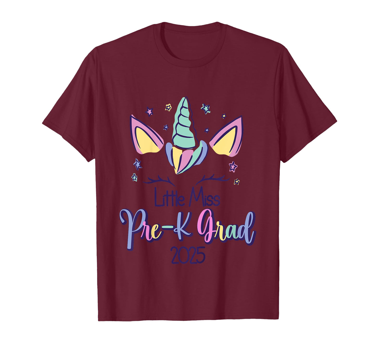 Kids Little Miss Pre-K Grad Unicorn Preschool Graduation 2025 T-Shirt