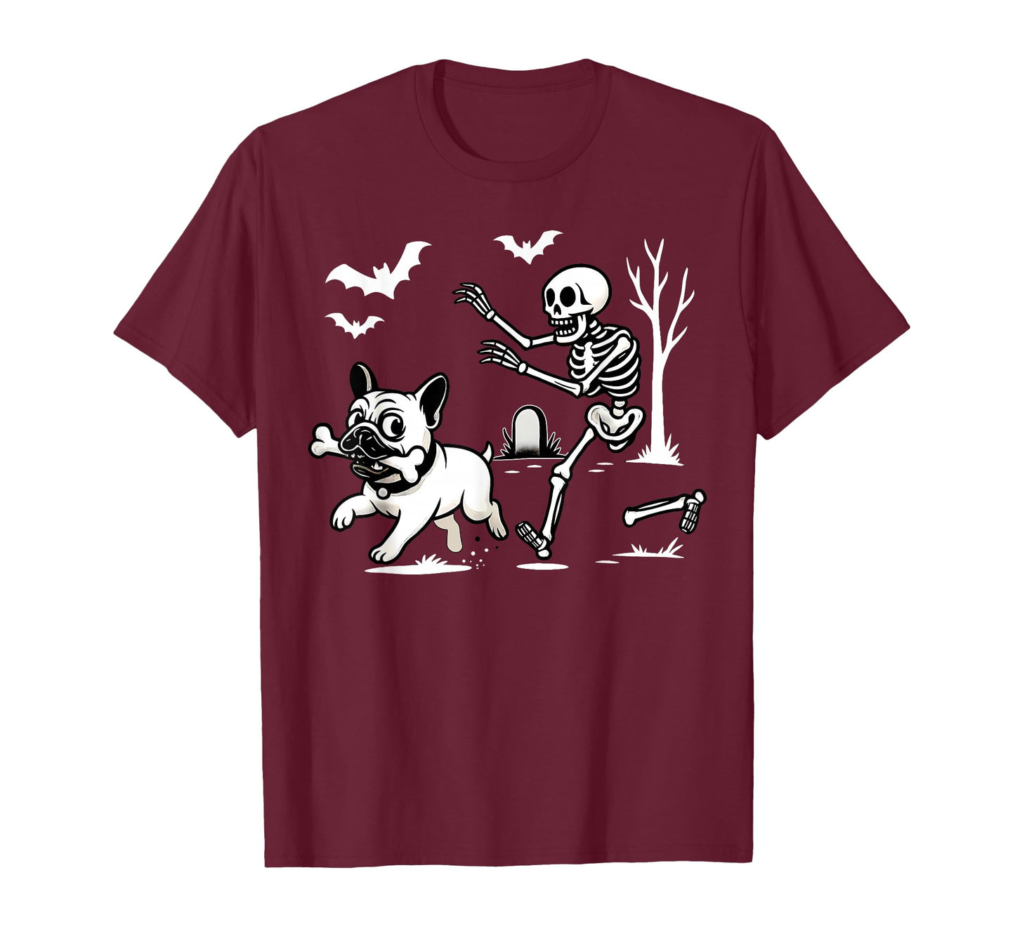 Funny Halloween French Bulldog Skeleton Spooky Season T-Shirt