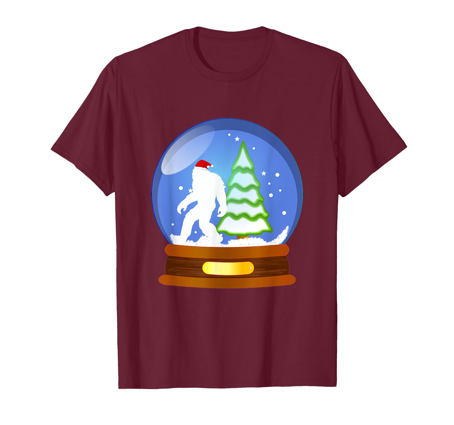 Bigfoot Santa Snow Globe Christmas T-Shirt