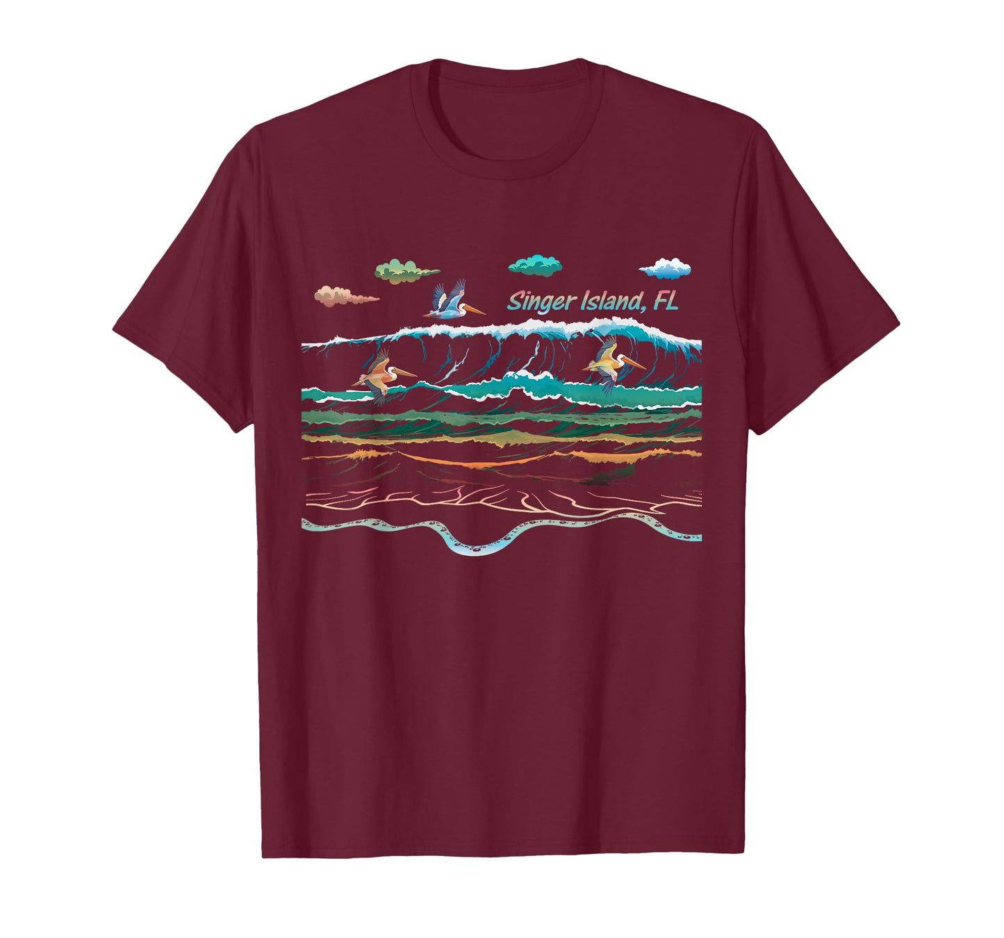 Singer Island FL Florida Waves Pelican Bird Watching T-Shirt