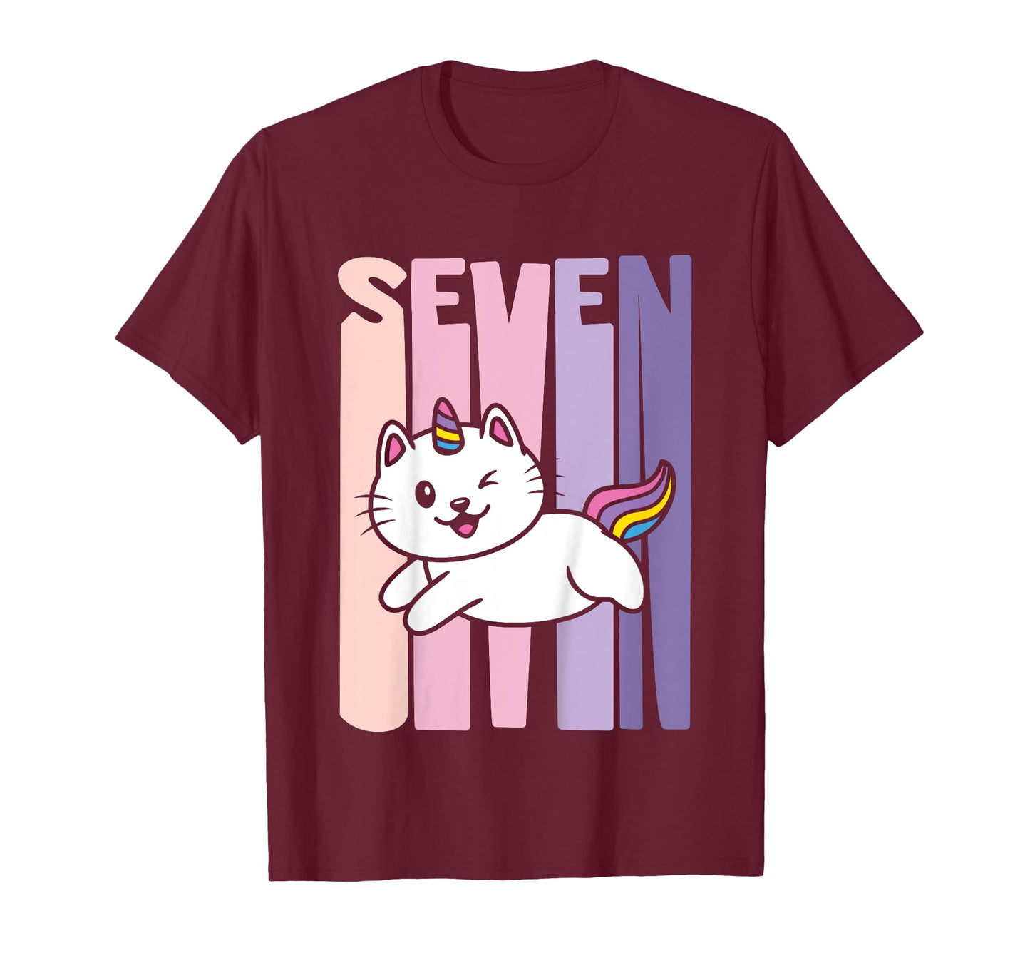 7 Year Old Cute Caticorn Cat Unicorn Birthday Girl B-day T-Shirt
