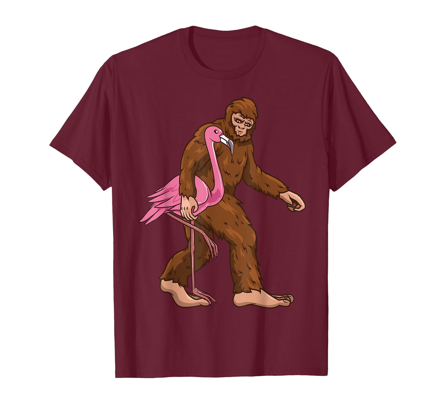 Bigfoot Flamingo Bird Sasquatch Men Women Funny Graphic Tee T-Shirt