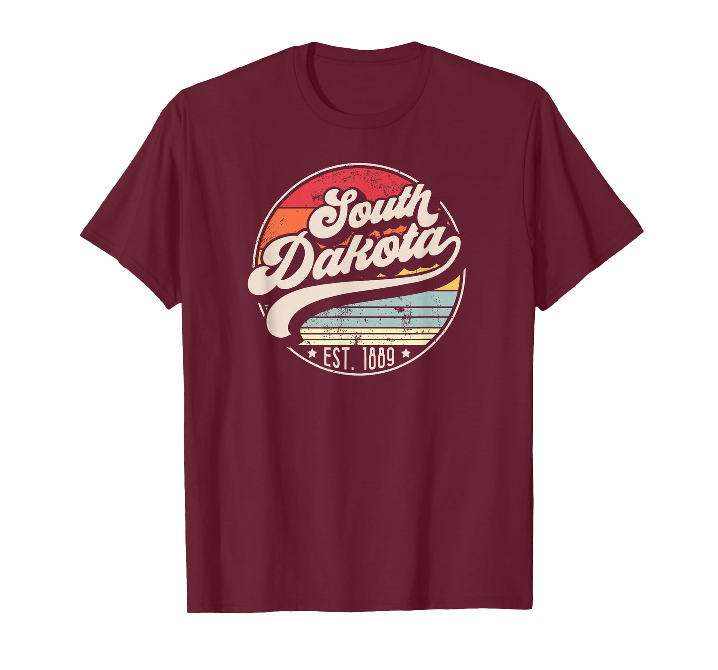 Retro South Dakota Home State SD Cool 70s Style Sunset T-Shirt