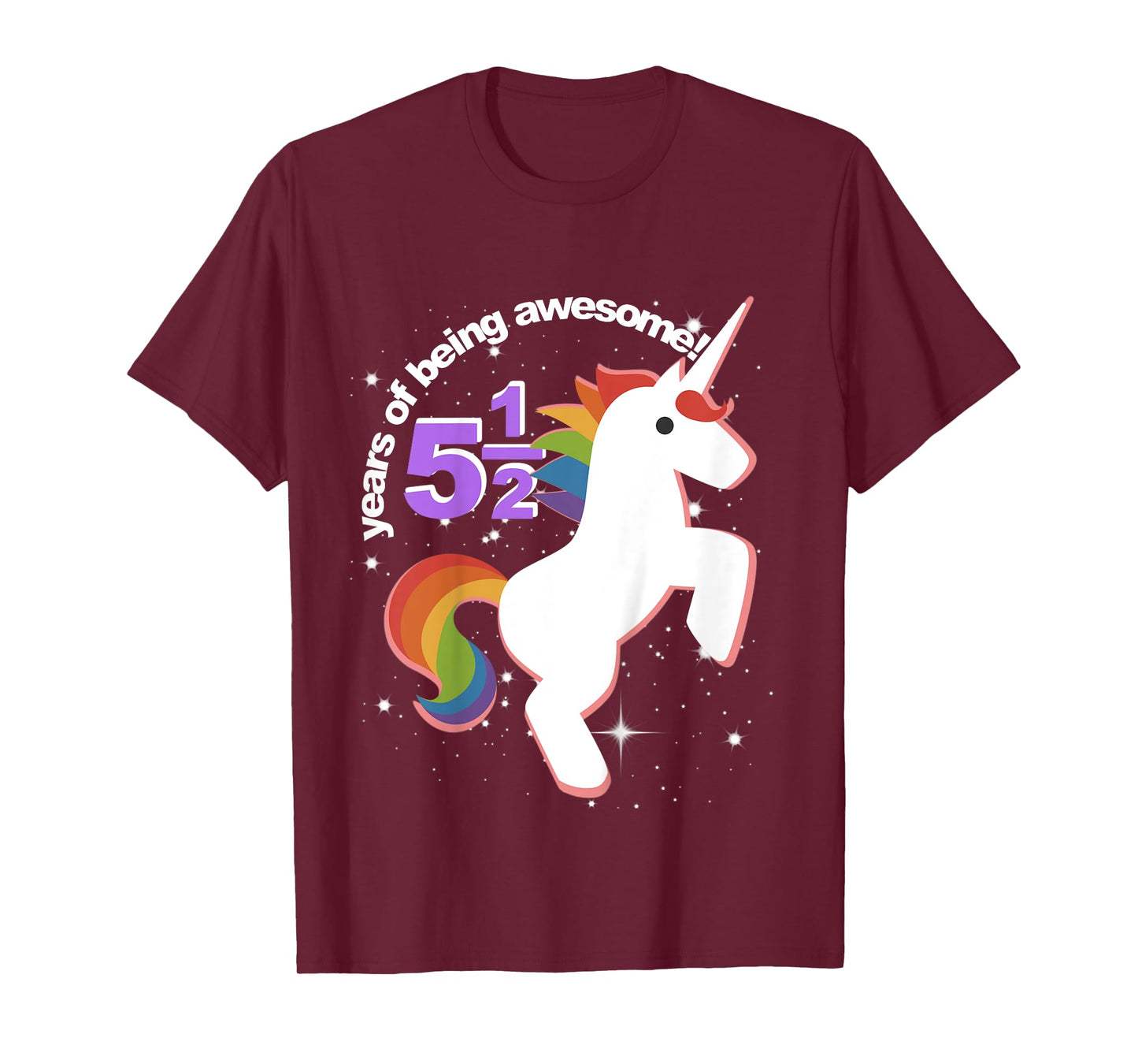 Girls Half Birthday Unicorn Shirt 5.5 5 and Half Years 5th T-Shirt