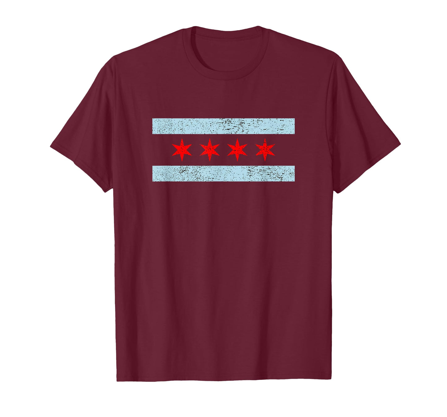 Sweet Vintage Retro Chicago Flag Red Six Pointed Stars T-Shirt