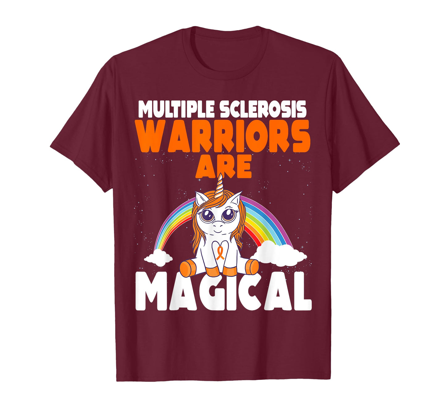 Multiple Sclerosis Awareness Orange Ribbon Magical Unicorn T-Shirt