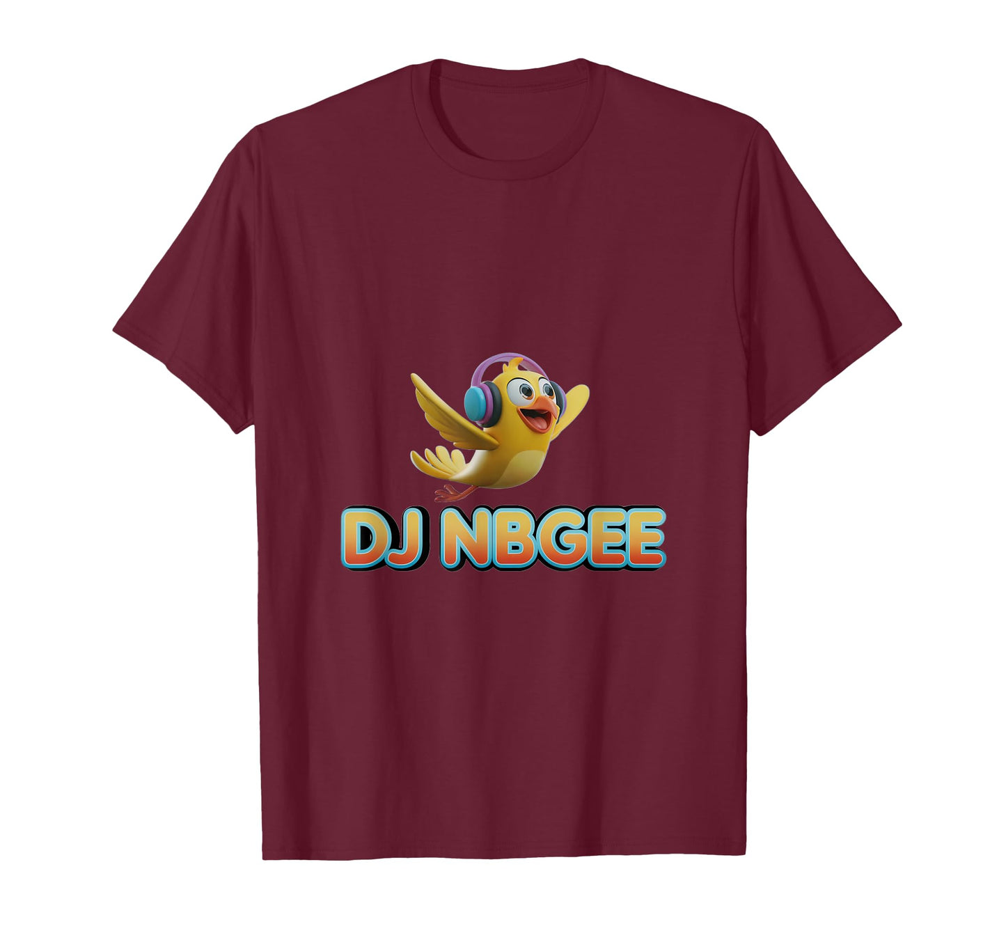 DJ NBGee Happy Yellow Bird T-Shirt, Unisex, Short Sleeve, Cartoon, Small, Blue
