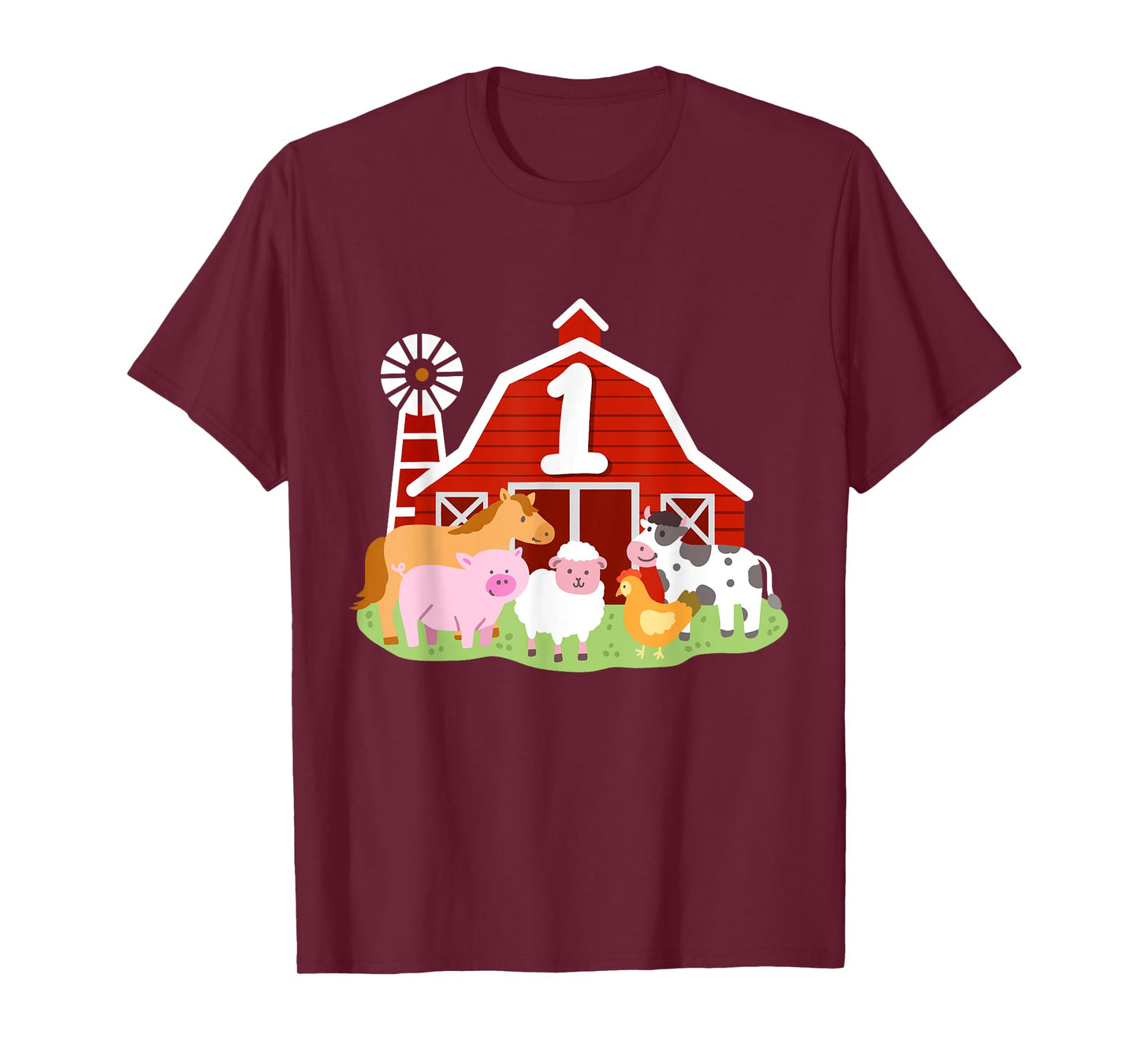 1st Birthday Farm Animals Bday Party 1 Year Old Boy Toddler T-Shirt