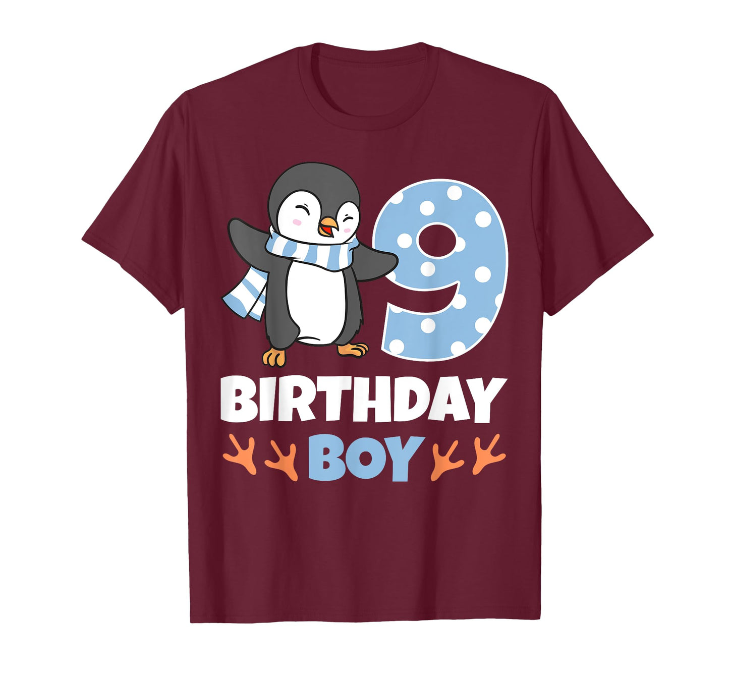 Penguin 9th Birthday Boy Winter Theme Party Celebration T-Shirt