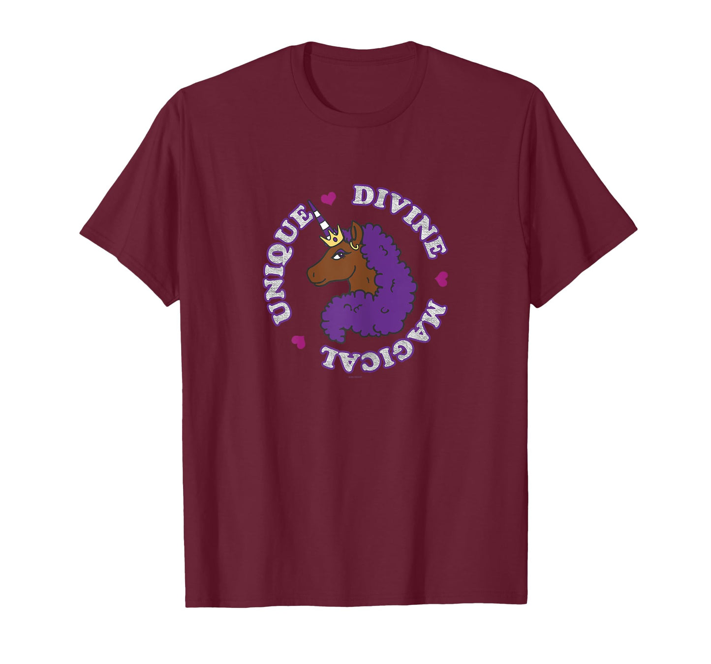 Afro Unicorn Unique Divine Magical Unique Purple Mane T-Shirt