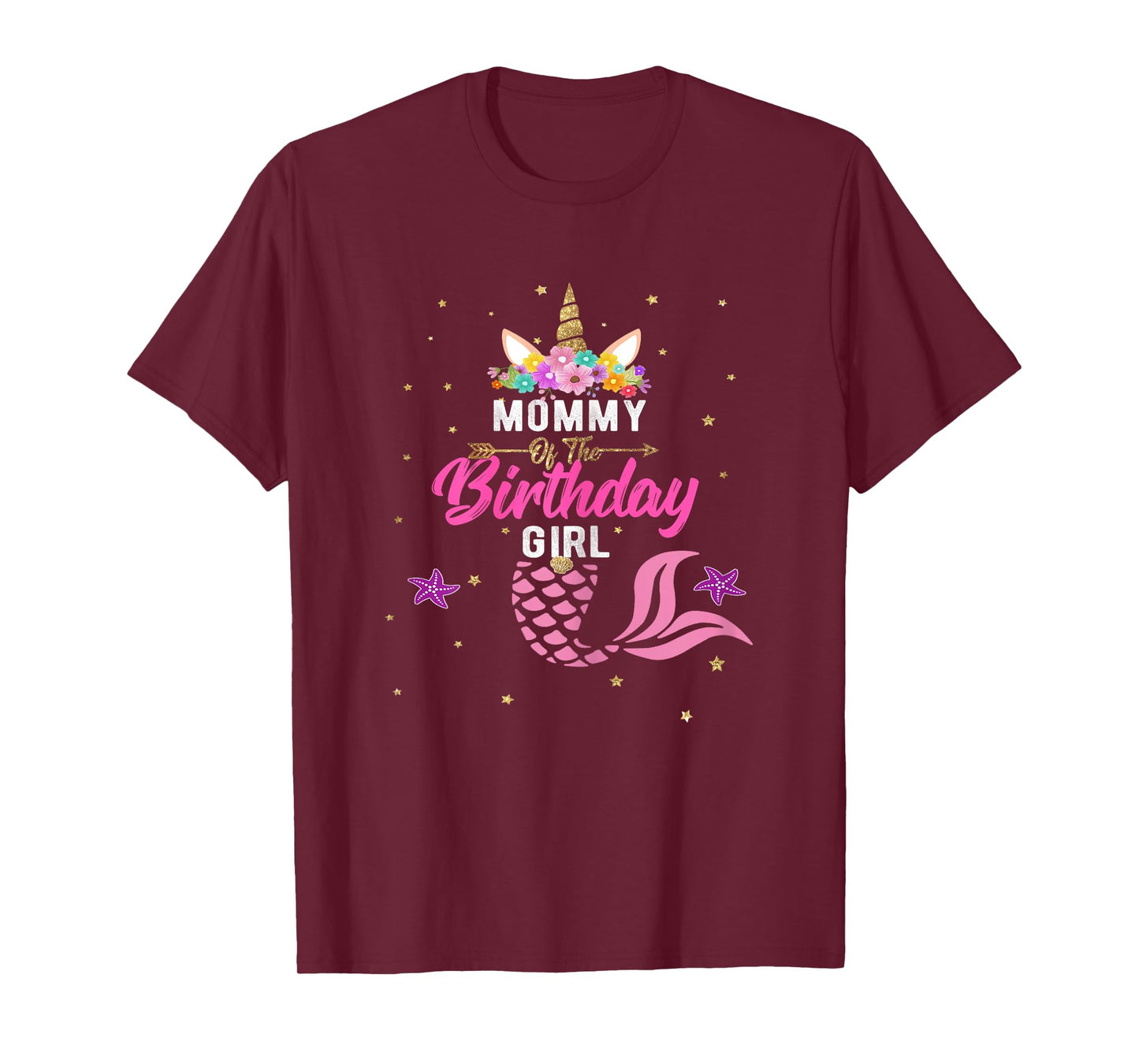 Mommy of Birthday Girl Unicorn Shirt Mommy Mermaid Tee Gift T-Shirt