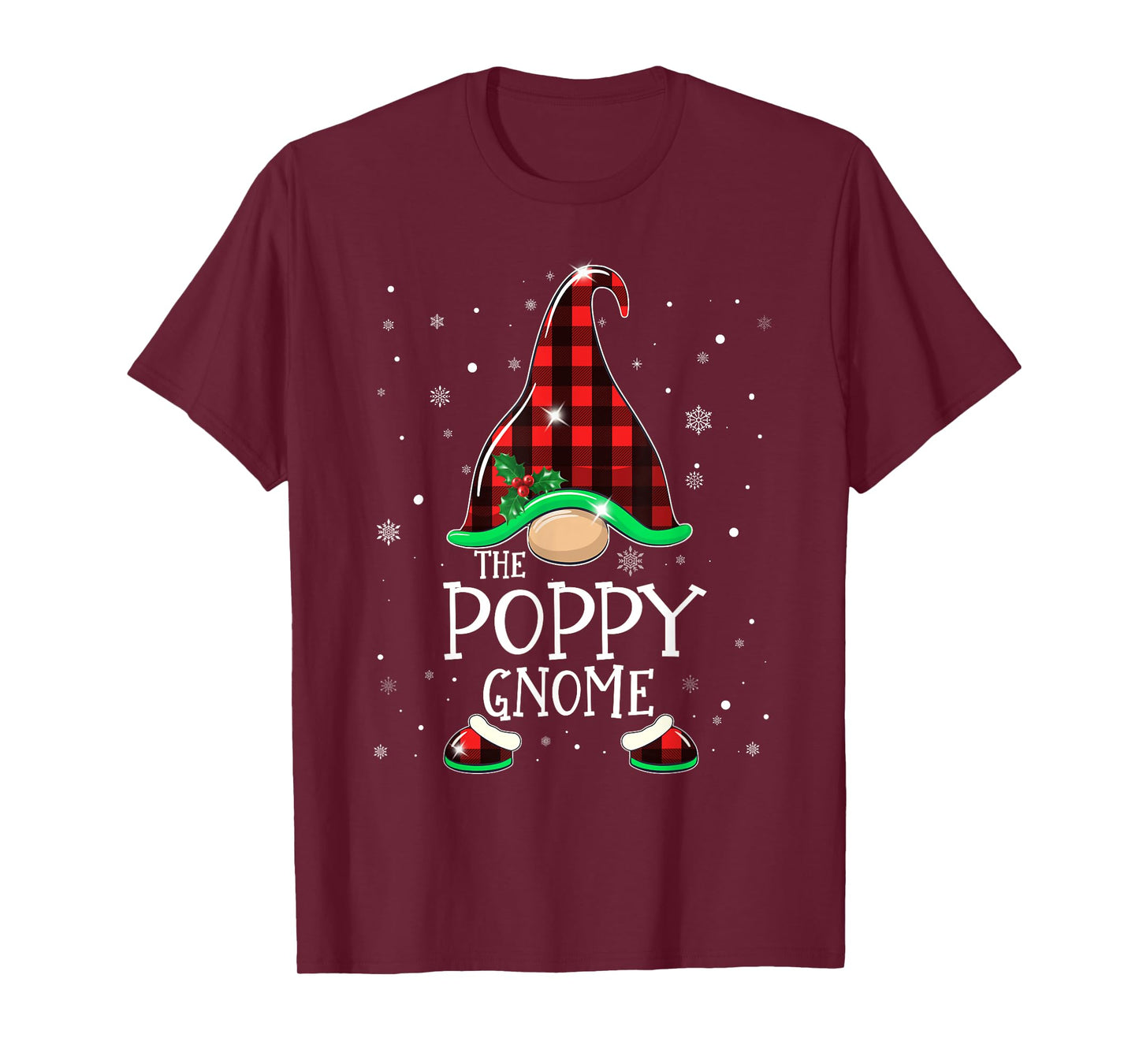 Funny POPPY Gnome Buffalo Plaid Matching Christmas Xmas T-Shirt