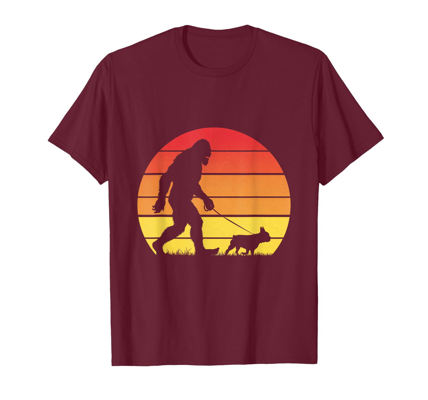 Bigfoot Walking French Bulldog Lover Hikers Dog Hiking T-Shirt
