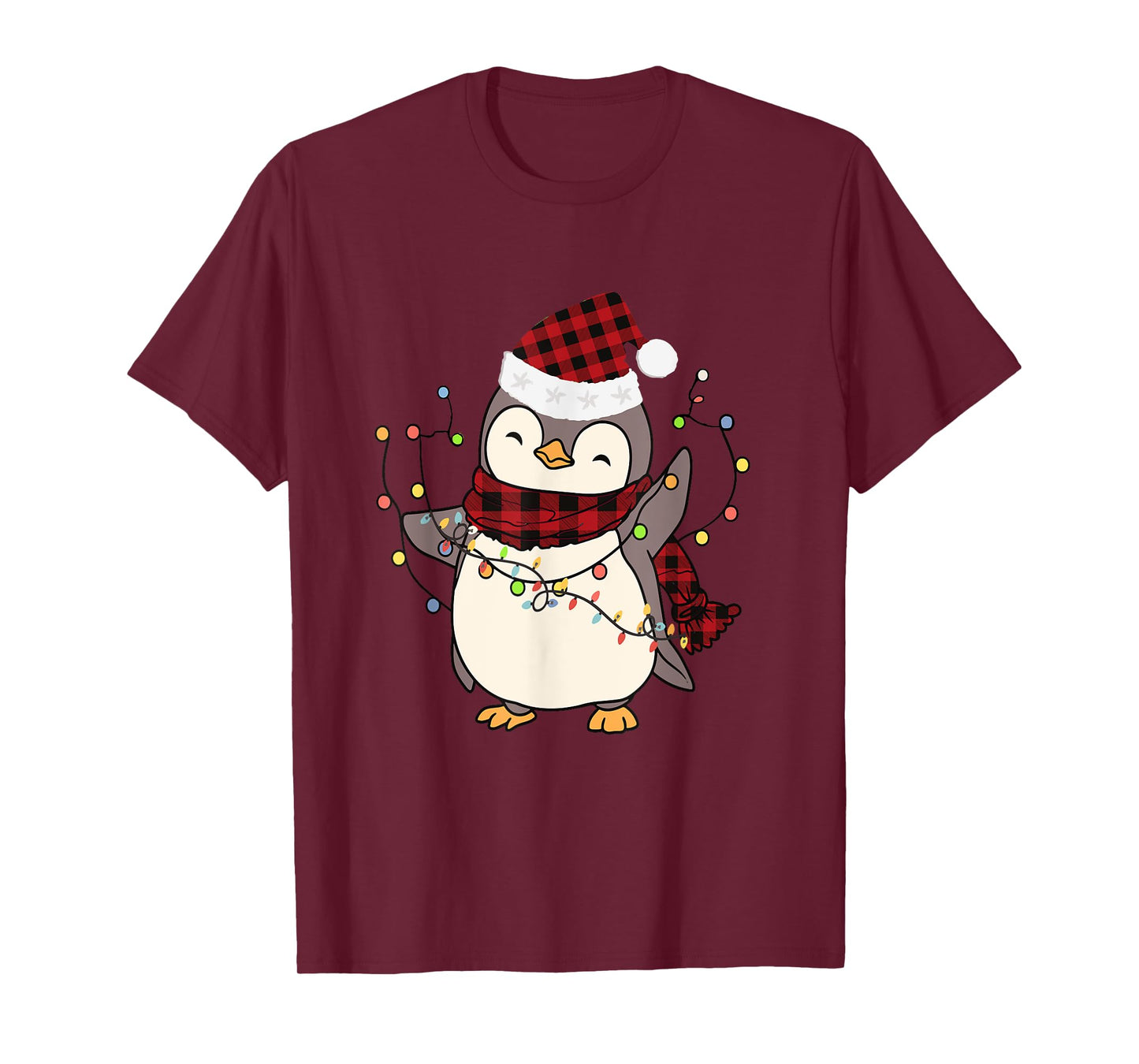 Penguin Santa Lights Christmas Pajamas Cute Penguins Xmas T-Shirt