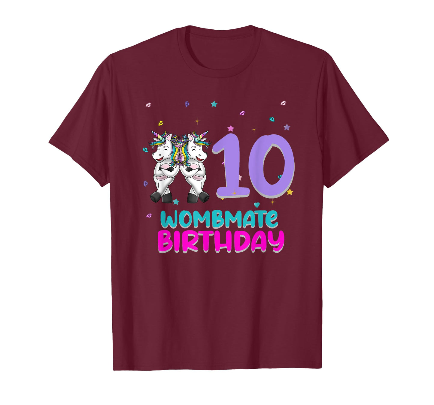 Unicorn Twin Girls 10th Birthday Love Funny 10 Years Old T-Shirt