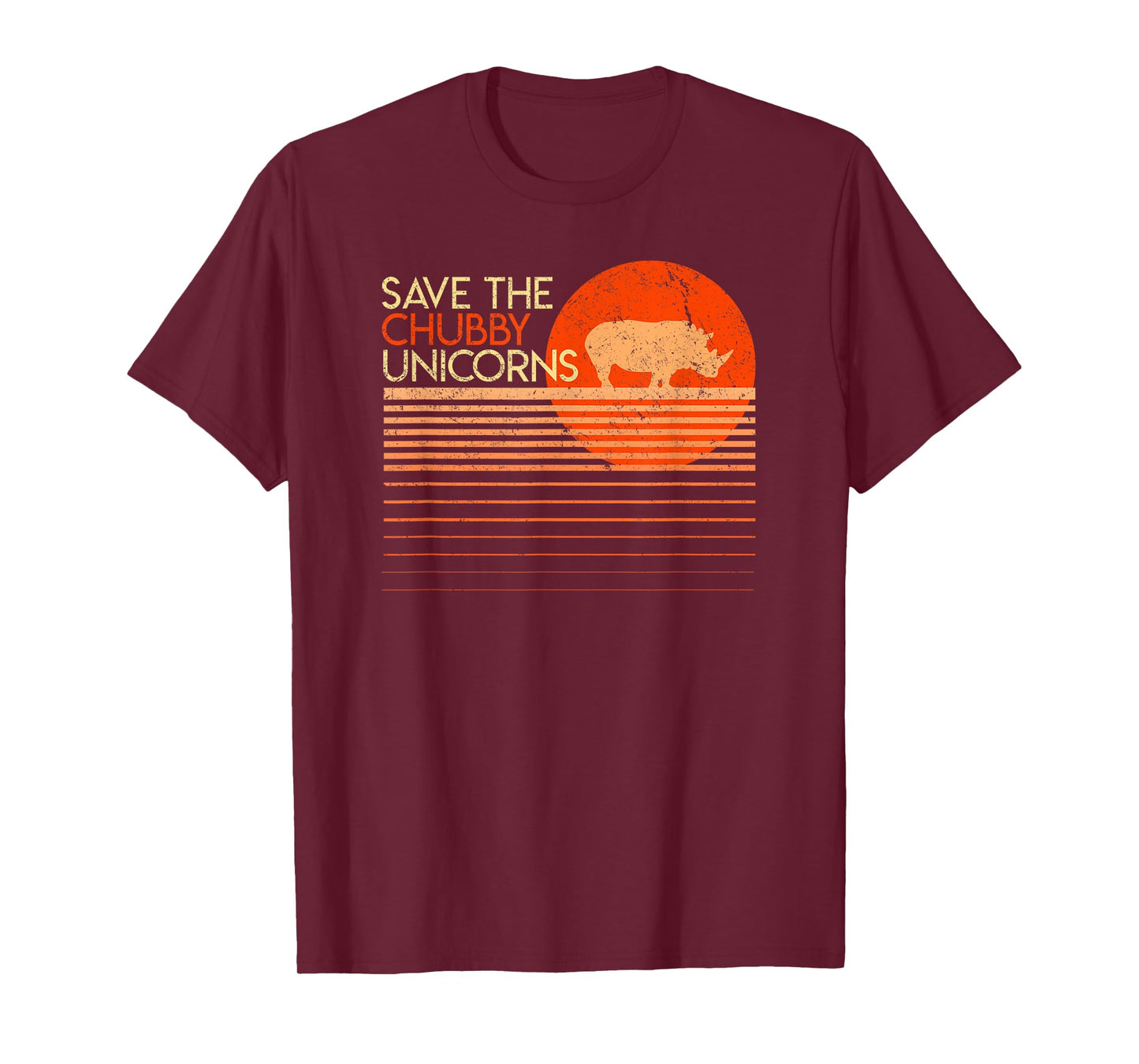 Save The Chubby Unicorns Shirt. Retro Style Rhino T-Shirt T-Shirt